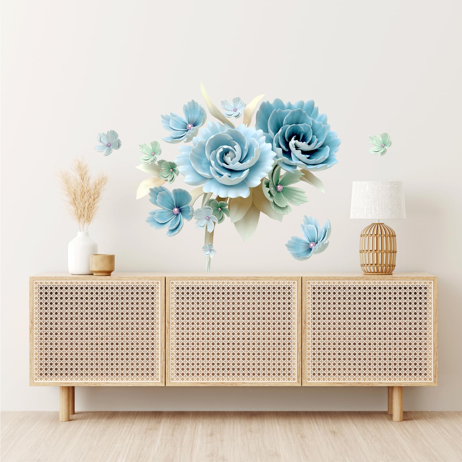 Stickers Muraux Bohème Fleurs Vintage - Autocollants Grand Format Pour Salon, Chambre Et Bureau | Décoration Murale Colorée