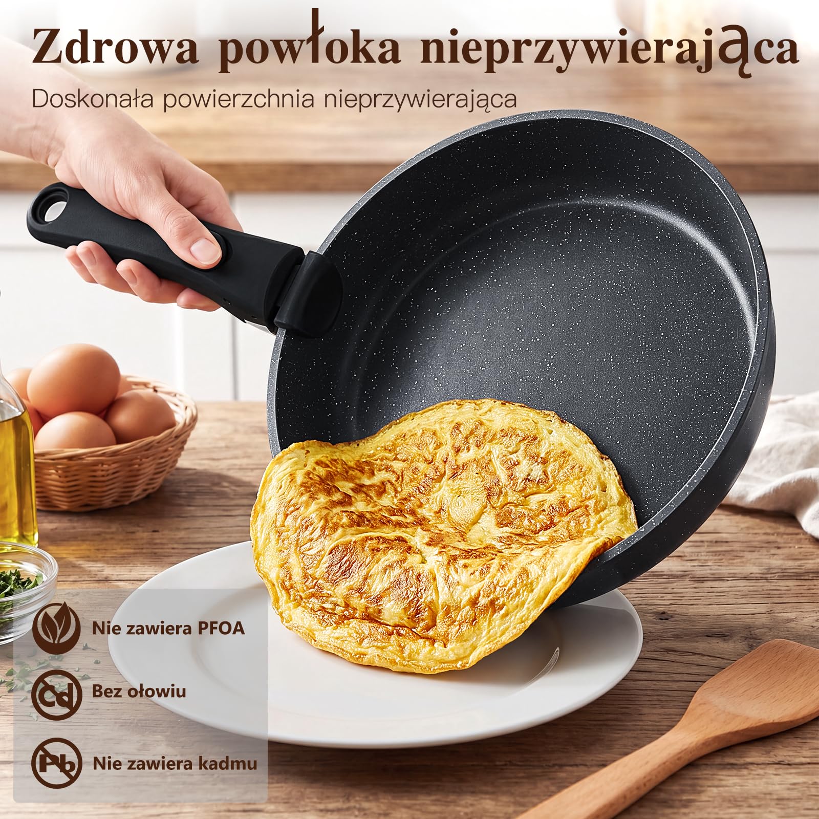 GiPP 19-częściowy zestaw patelni z powłoką nieprzywierającą, czarny