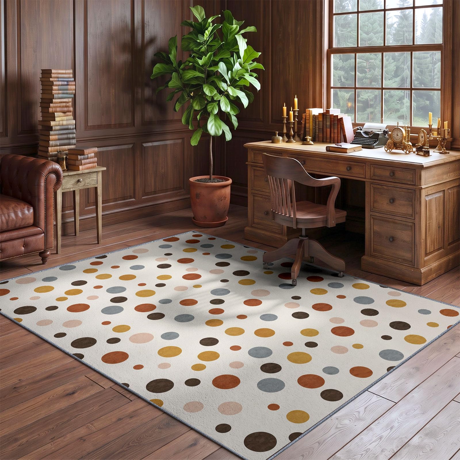 Tapis Lavable antidérapant MotifGéométriquePoisArtDéco 120 × 170 cm