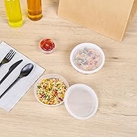 Vista 6 de Restaurantware -Asporto - Cajas para llevar de 8 onzas, 25 recipientes redondos para sopa para microondas - Tapas de plástico transparente