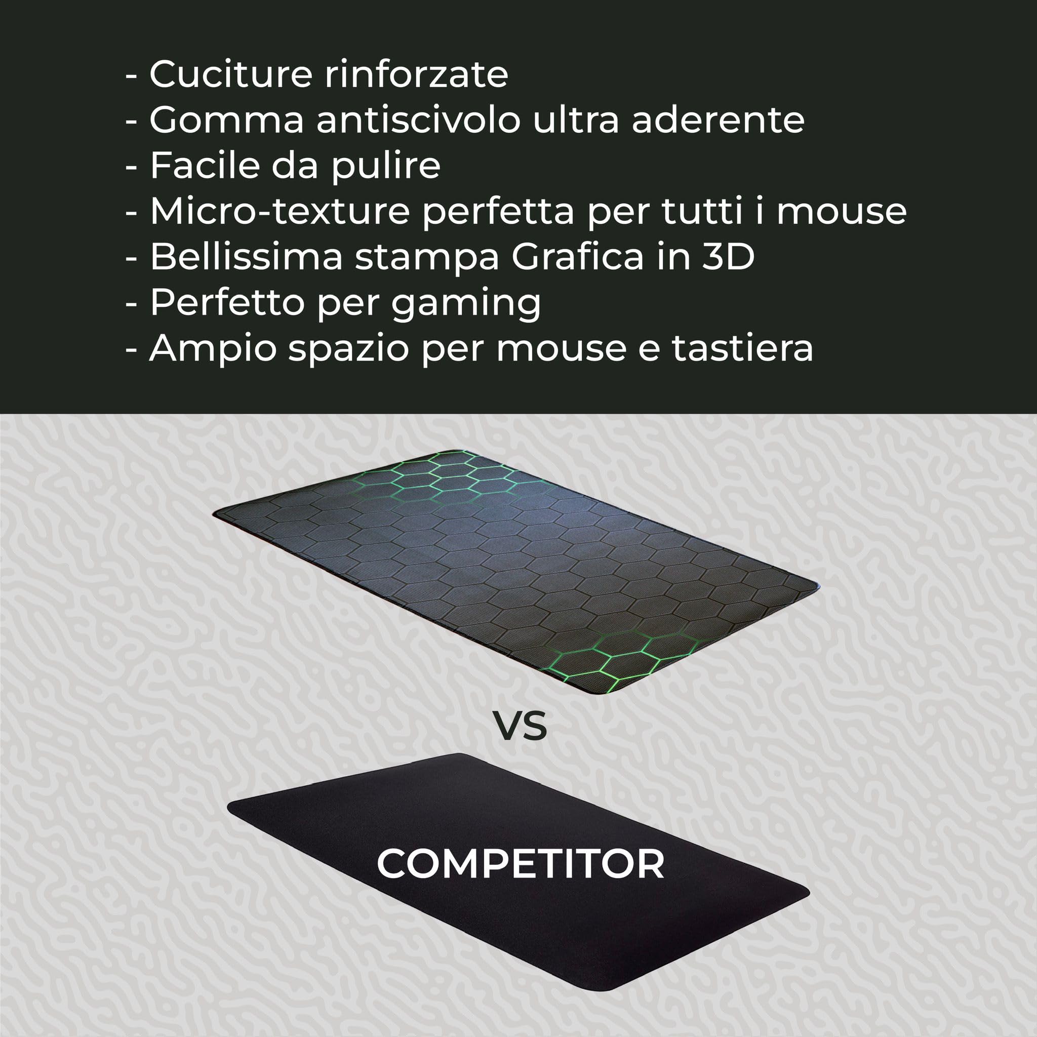 Tappetino Mouse XXL Gaming 80x30 cm Verde