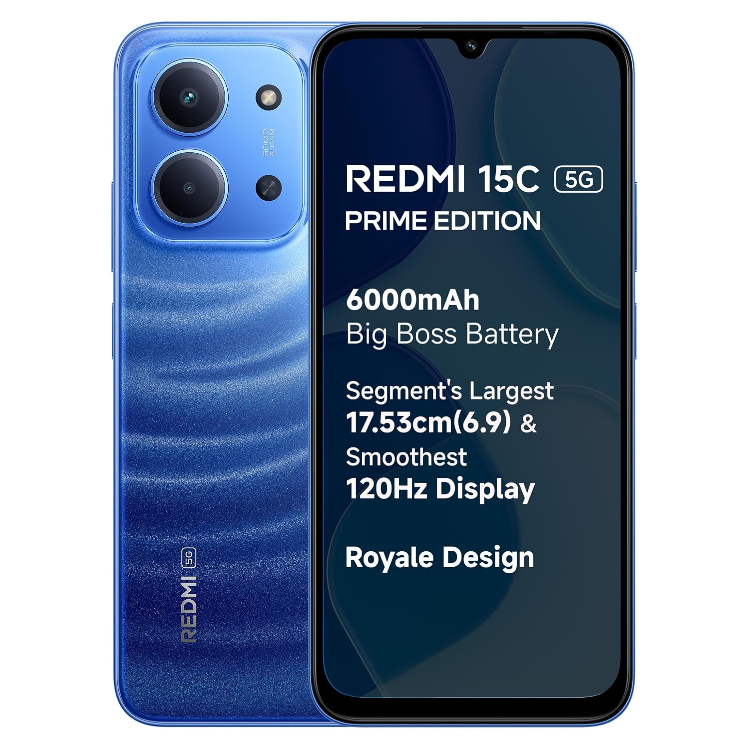 Redmi 15C 5G Prime Edition (Moonlight Blue, 6GB + 128GB) | Massive 6000mAh Battery | Segment's Largest Display 17.53cm Up to 120Hz | MediaTek Dimensity 6300 | 33W Fast Charging | 50MP AI Dual Camera : Amazon.in: Electronics