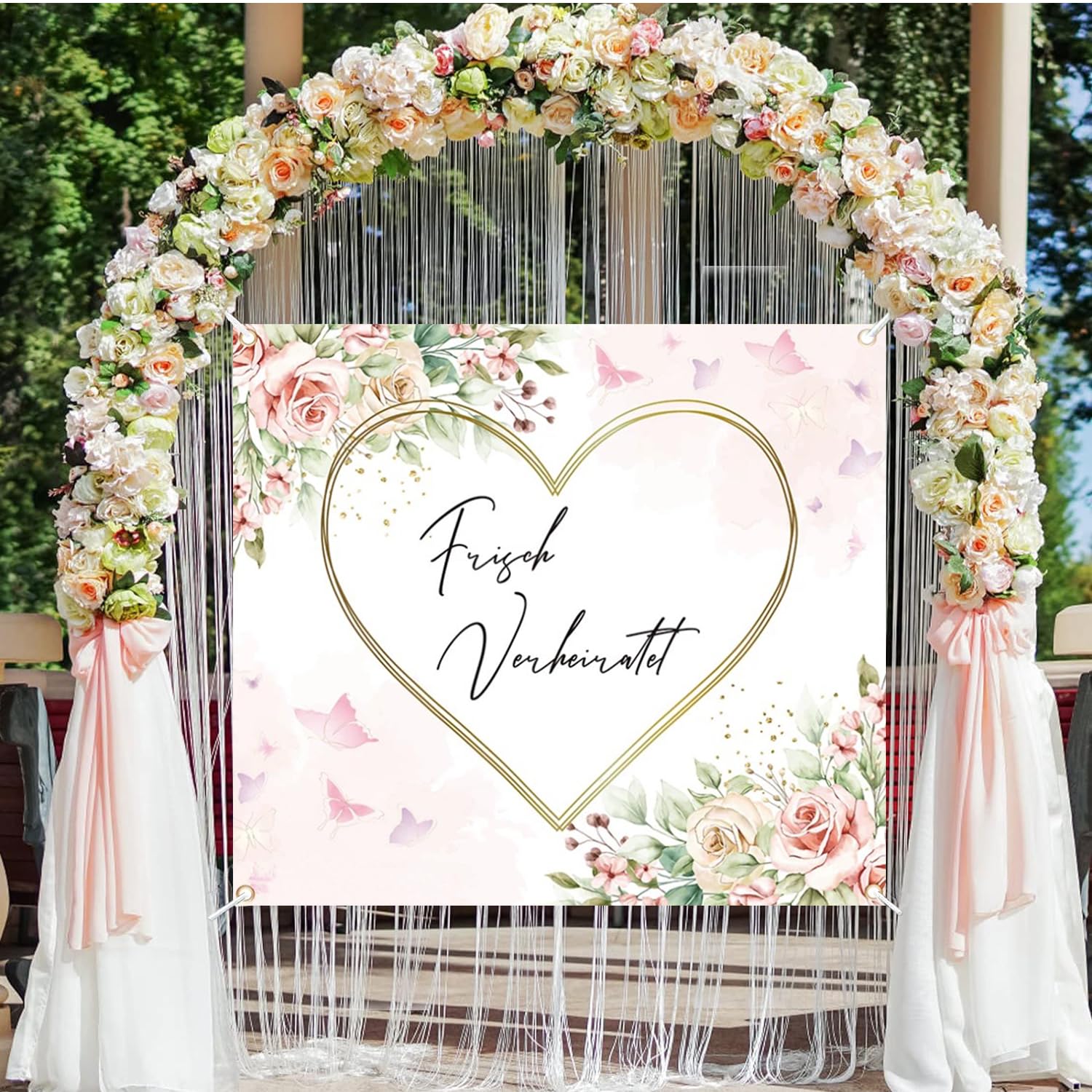 Lenzuolo Sposi Da Ritagliare A Forma Di Cuore - 200x180cm Con Forbici, Per Foto E Giochi Matrimonio - Foto 3