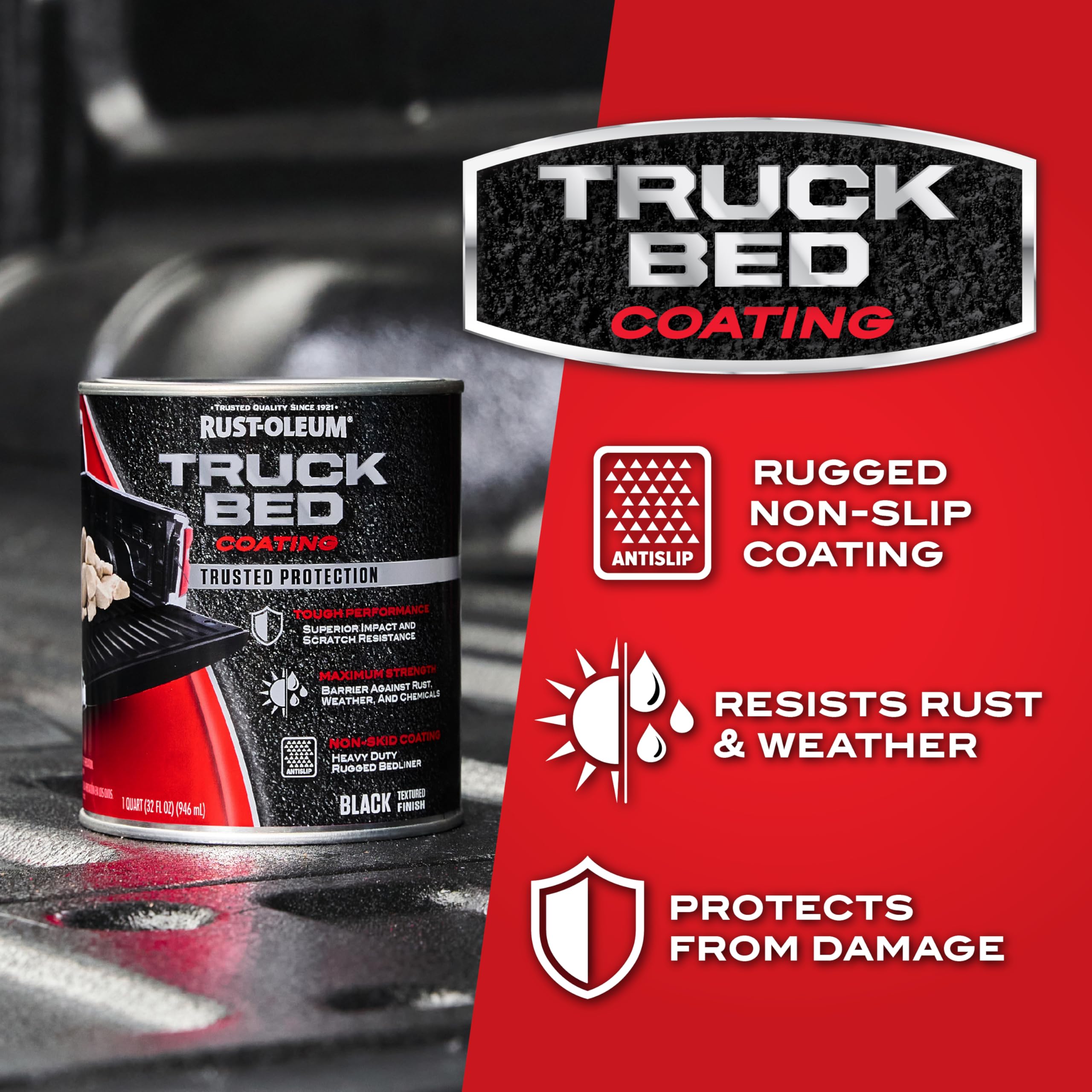 Rust-Oleum 342668 Automotive Truck Bed Coating, Quart, Black, 32 Fl Oz