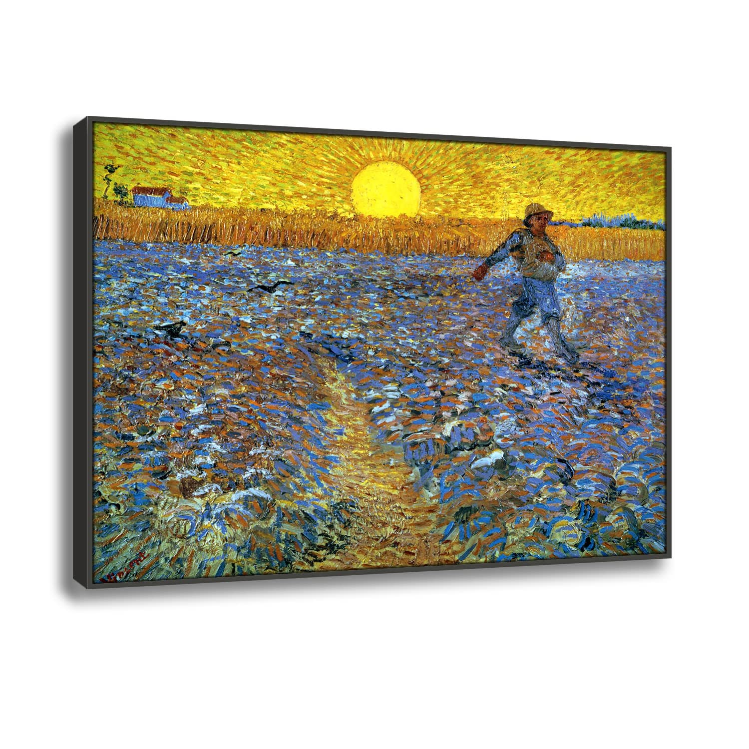 Yhmcie Lienzo decorativo para pared, pinturas al óleo abstractas para decoración de oficina en casa, marco negro de Van Gogh, 80 x 96 cm