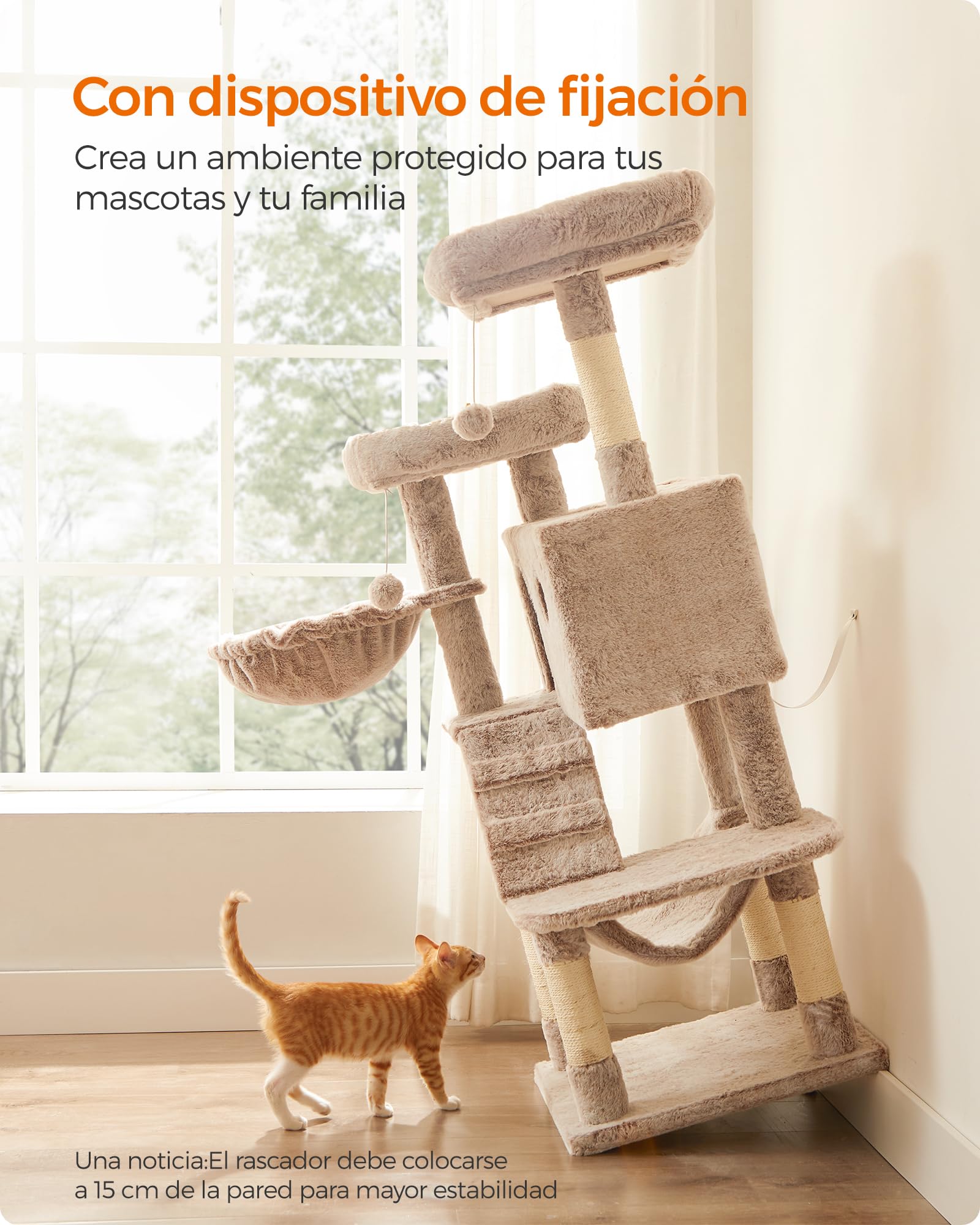 Feandrea Árbol de Gatos, Torre de Gatos Grande, Marrón y Blanco Ombré PCT162M01