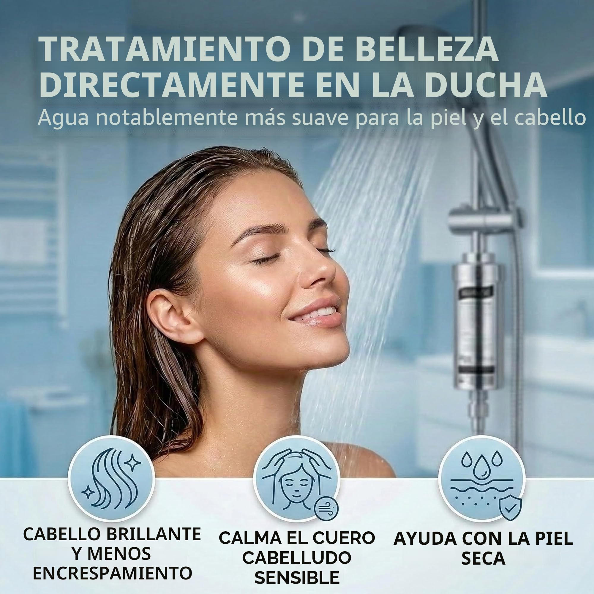 1 filtro de agua AGUALEVE para ducha – Filtro de ducha,en cromo,contra la cal, los metales pesados, el cloro, la suciedad,piel y cabello más hermosos, calidad de marca certificada TÜV Made in EU