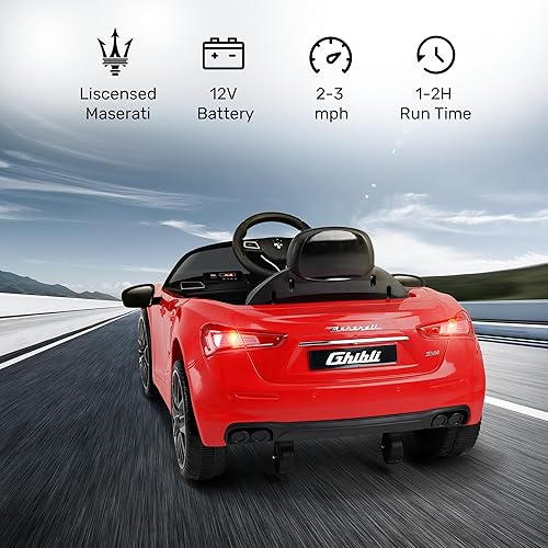 Miniatura 5 de ANPABO Maserati - Auto de paseo para niños de 12 V con control remoto para padres, 3 velocidades, suspensión de resorte, reproductor de música y