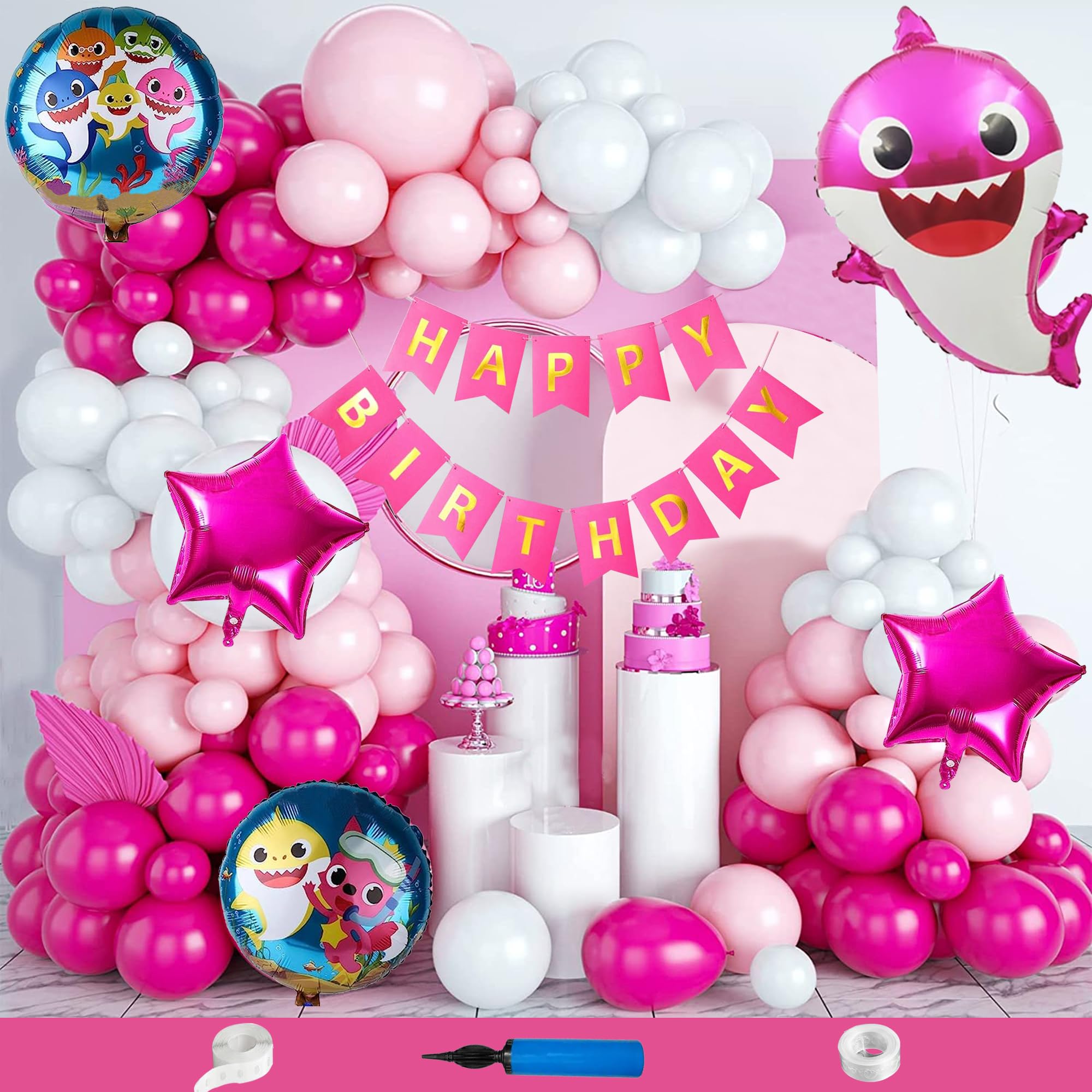 - Baby Shark Theme Birthday Decoration Kit For Girls Party Décor Items Balloon Pack of 84