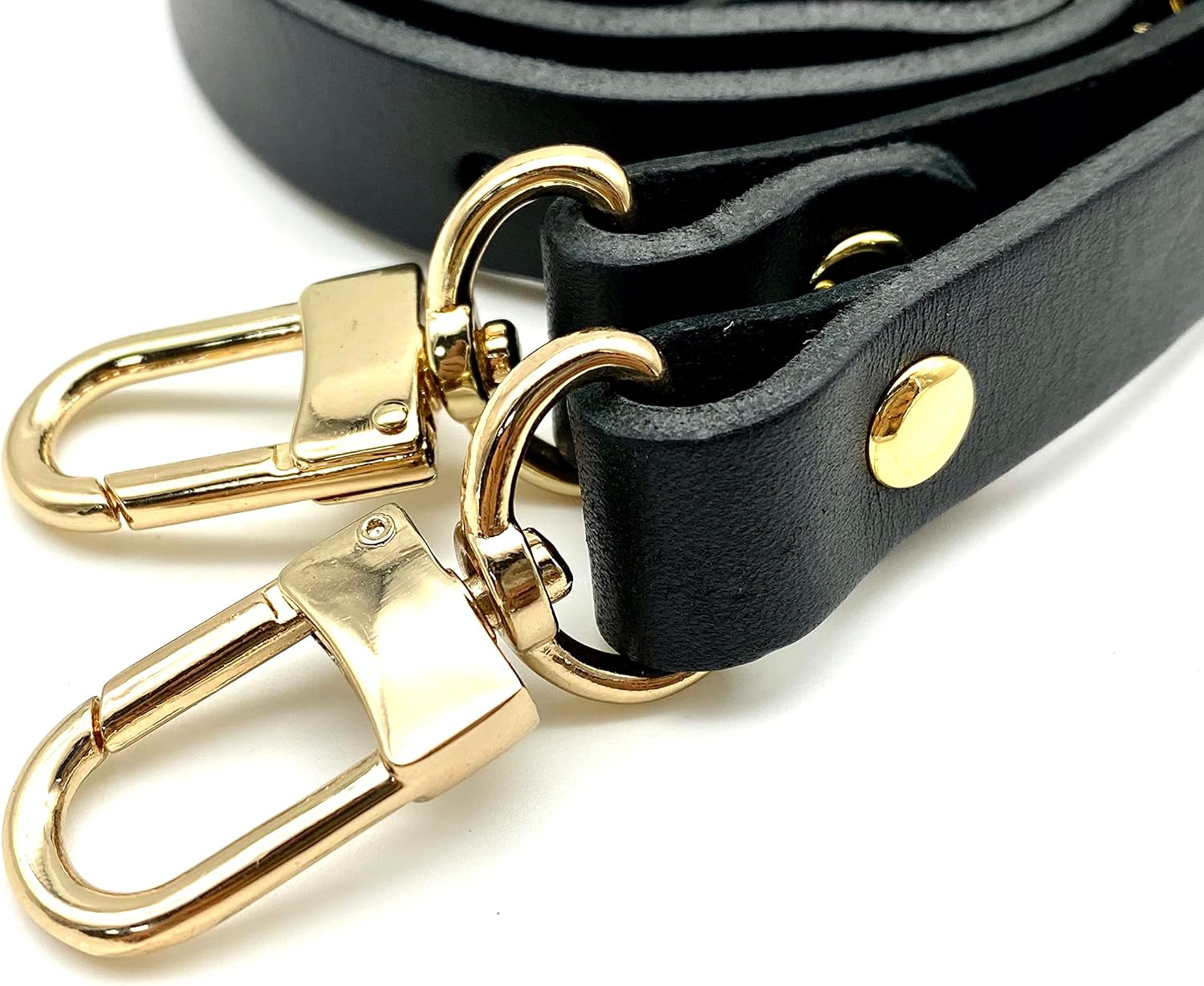 3dancraftit Adjustable Genuine Leather Shoulder Crossbody Bag Purse Strap Handles with Hooks for Bag Making Replacement 46 3/8" / 118cm Black T205