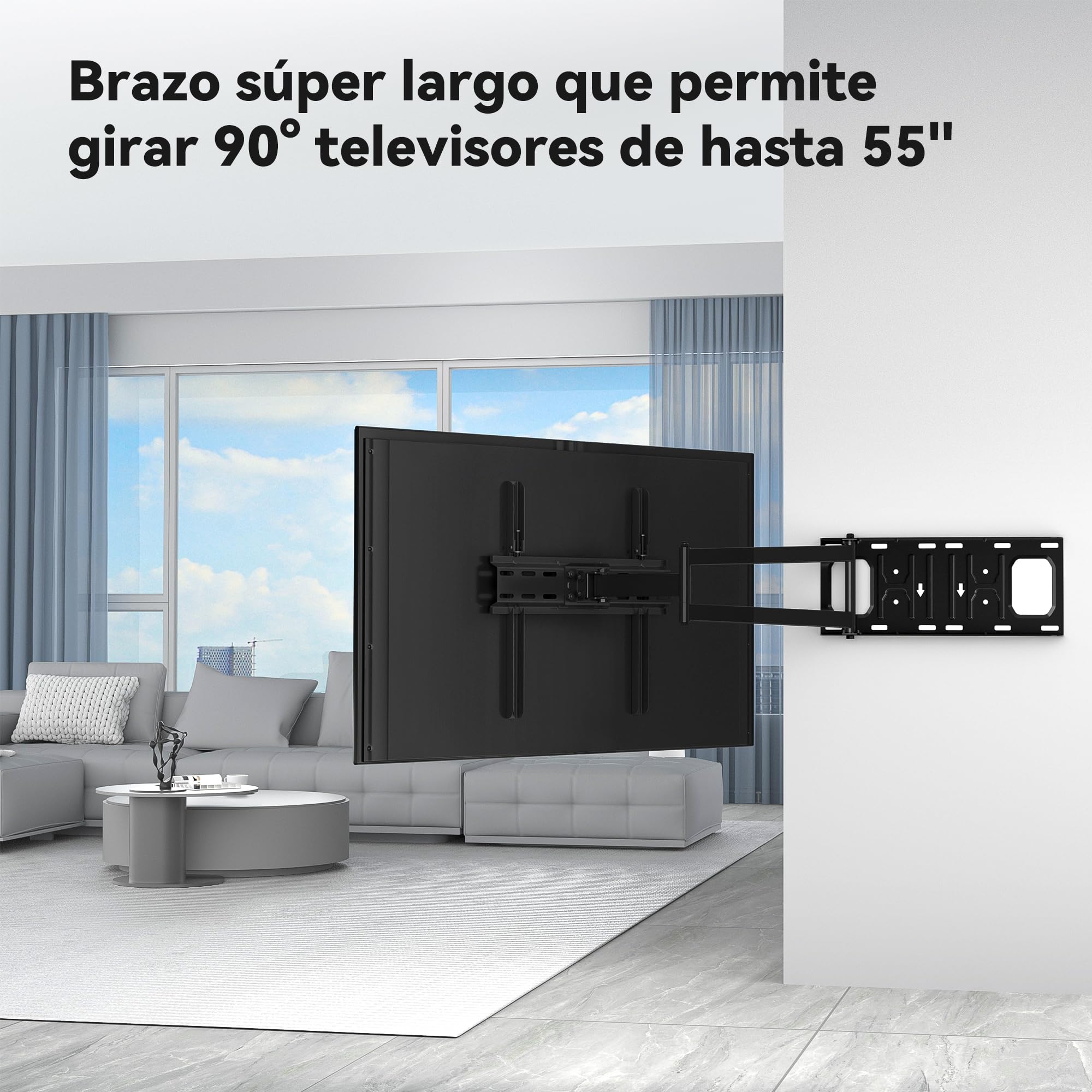 FORGING MOUNT Soporte TV Pared con Brazo Articulado Largo de 650mm para Pantallas de 26-60" de Planos/Curvos LCD/LED/OLED, Soporte Pared TV con Giratorio e Inclinable, hasta 35kg, VESA Máx 400x400 mm