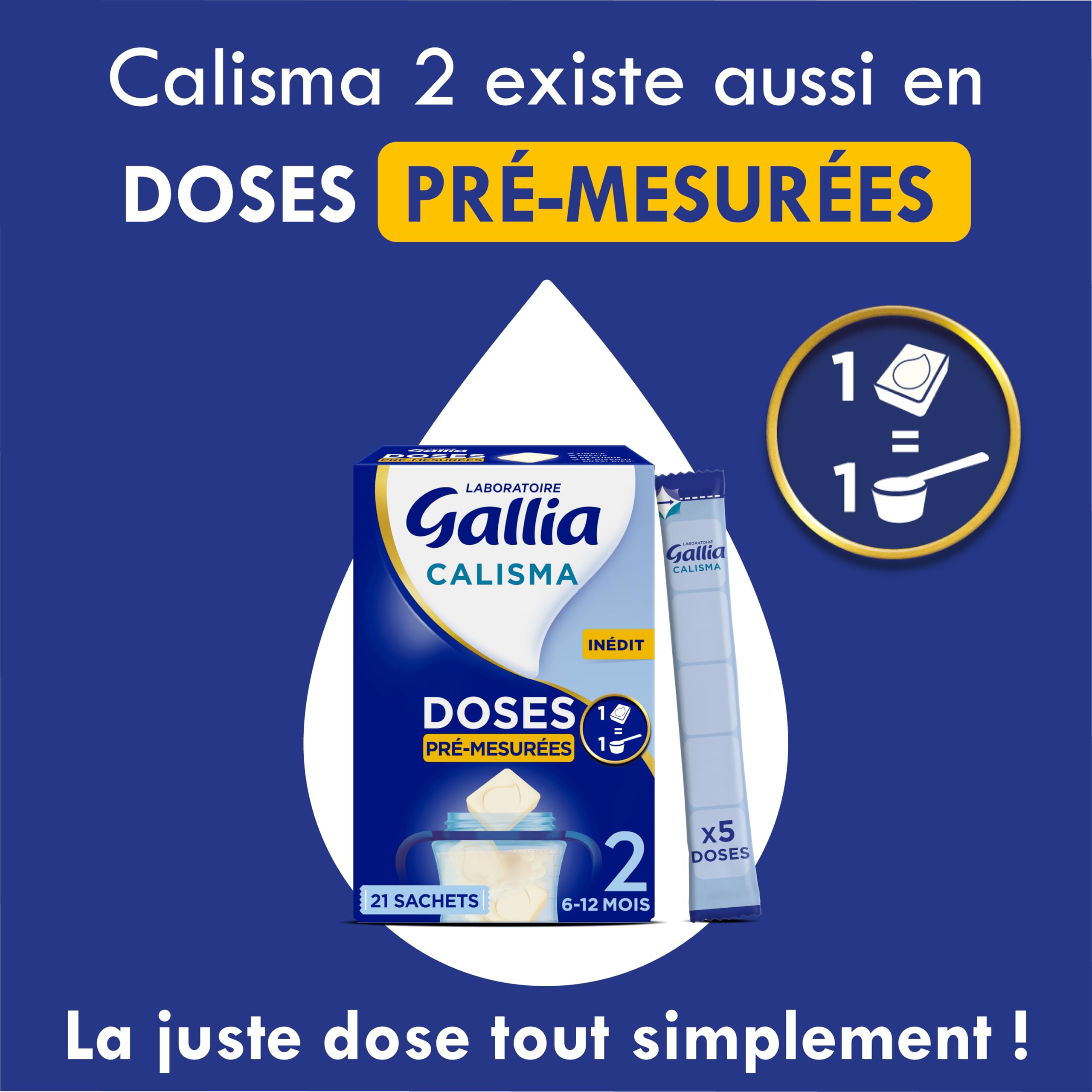 Laboratoire Gallia - Calisma 2ème âge - Lait en Poudre pour Bébé - Enrichi en Vitamines A, C & D - Sans Huile de Palme - 6 à 12 mois - 72 Biberons - Lot de 3x830g