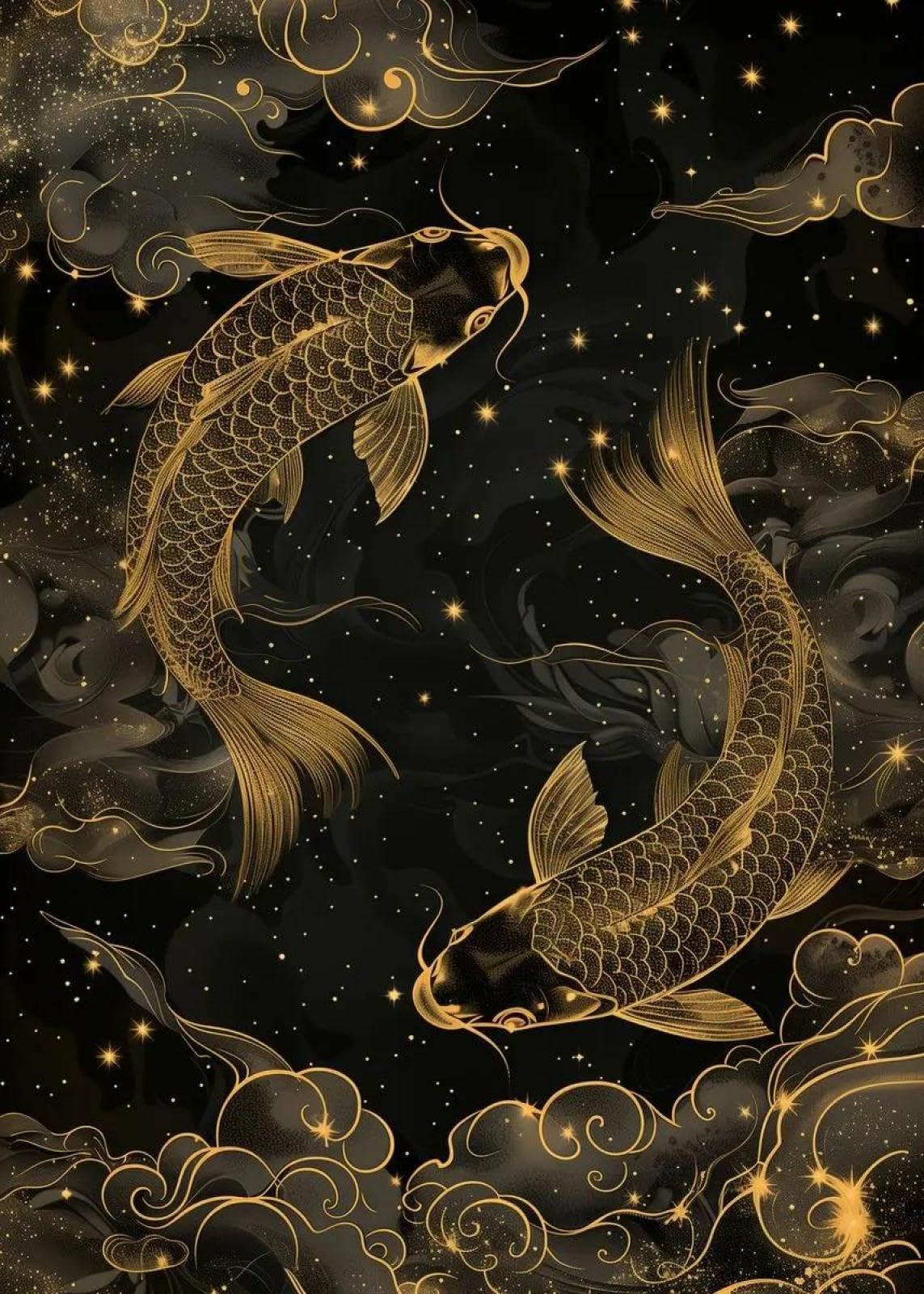 SHINERING Retro Carp Koi Fish Canvas Painting Wall Art Posters Prints Picture For Living Room Bedroom Office Decor A10 21X30Cm Unframed