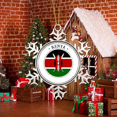 Miniatura 5 de Adornos de Navidad de Kenia para niños, bandera de Kenia, regalo festivo, copo de nieve, adorno de árbol de Navidad, bandera nacional, recuerdo de