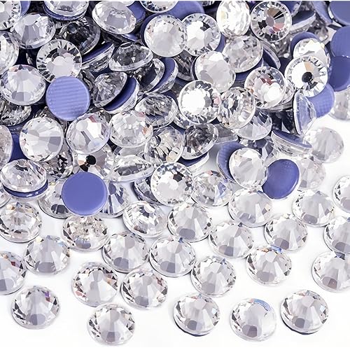 Jollin 1440pcs Hotfix Rhinestones Flatback Crystal Rhinestones for Crafts Crafting Clothes Shoes DIY Decorations, SS20(4.8mm), Crystal