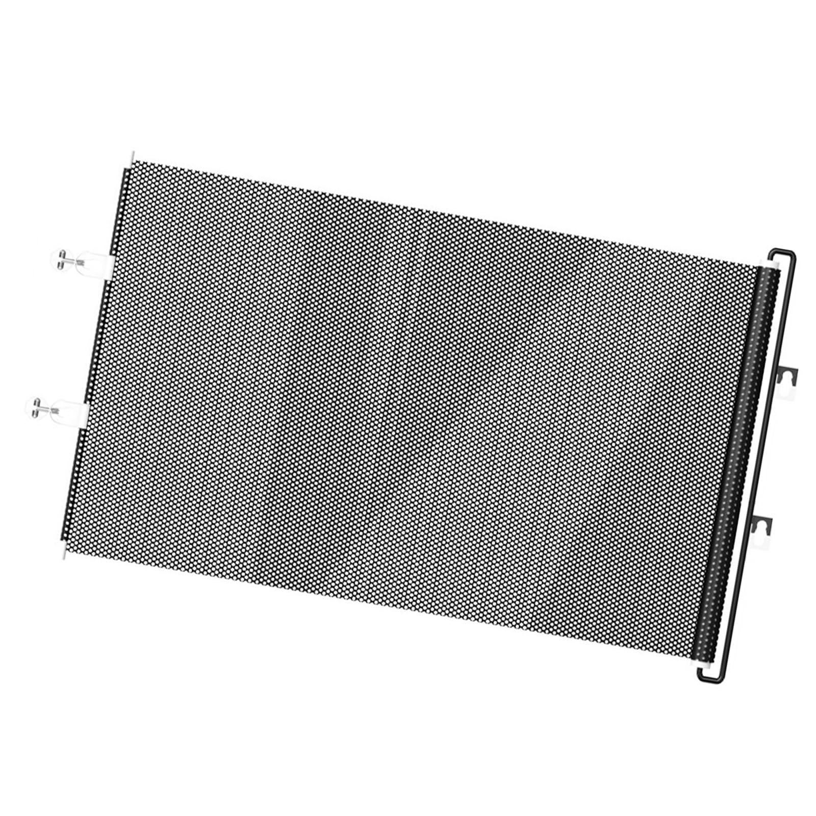 Doorway Pet Gate with Retractable Black Mesh Panel, Quick-Mount Indoor Barrier for Stairs, Hallways and 49.21 in Width Mesh Pet Gate Retractable Barrier Indoor Doorway Stair Opening Blocker Hallway