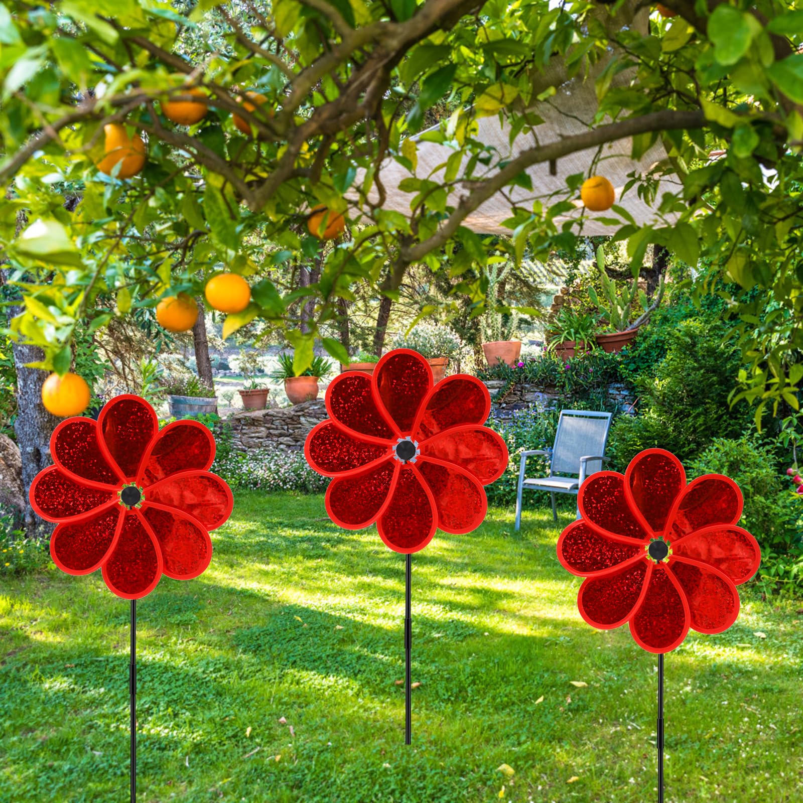 Amazon.com: 4PCS Flower Wind Spinner Sparkly Lawn Pinwheel 11.8