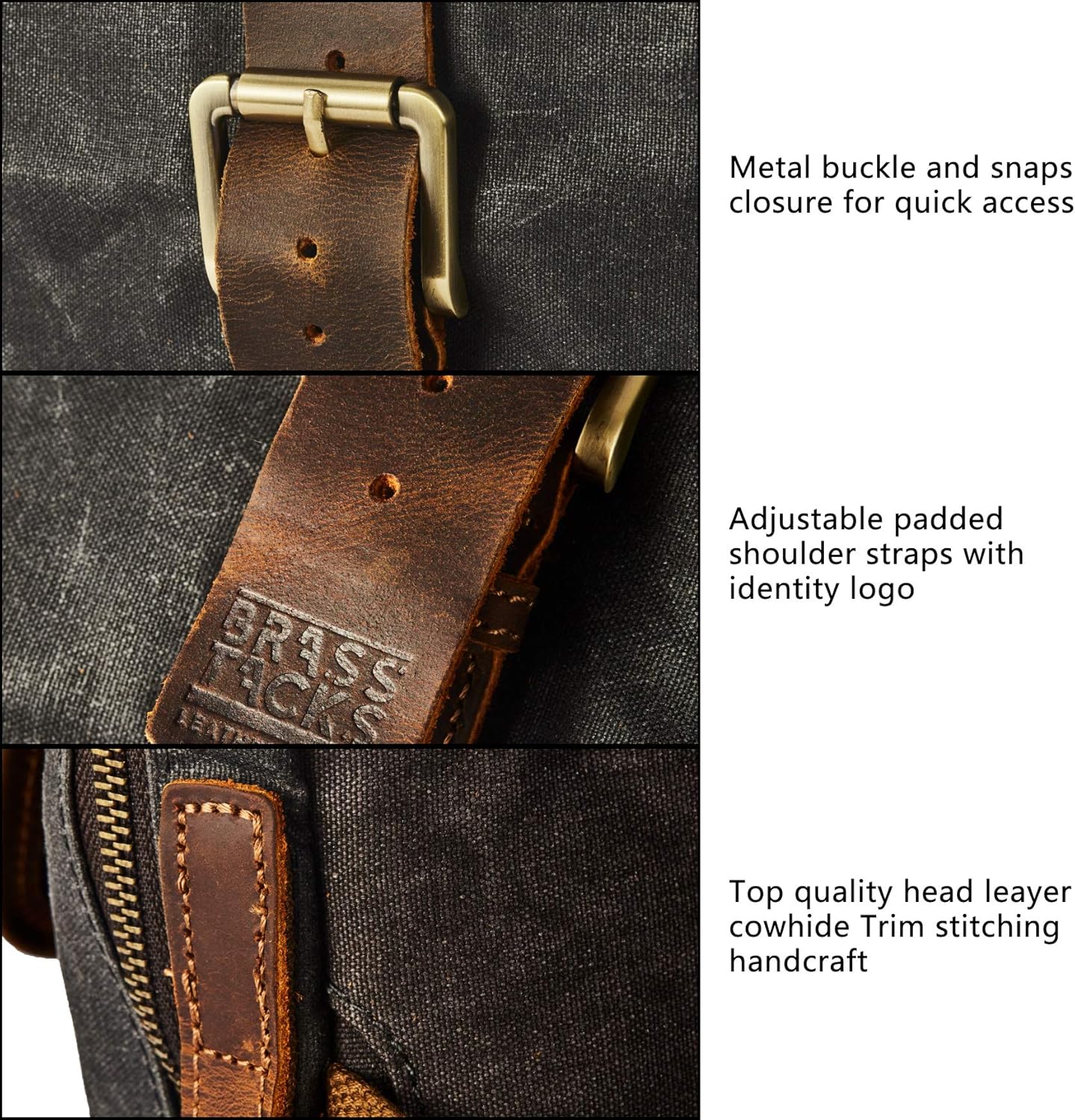 Vintage Waterproof Waxed Canvas Convertible Laptop Messenger Backpack Rucksack For Men Women - Image 4