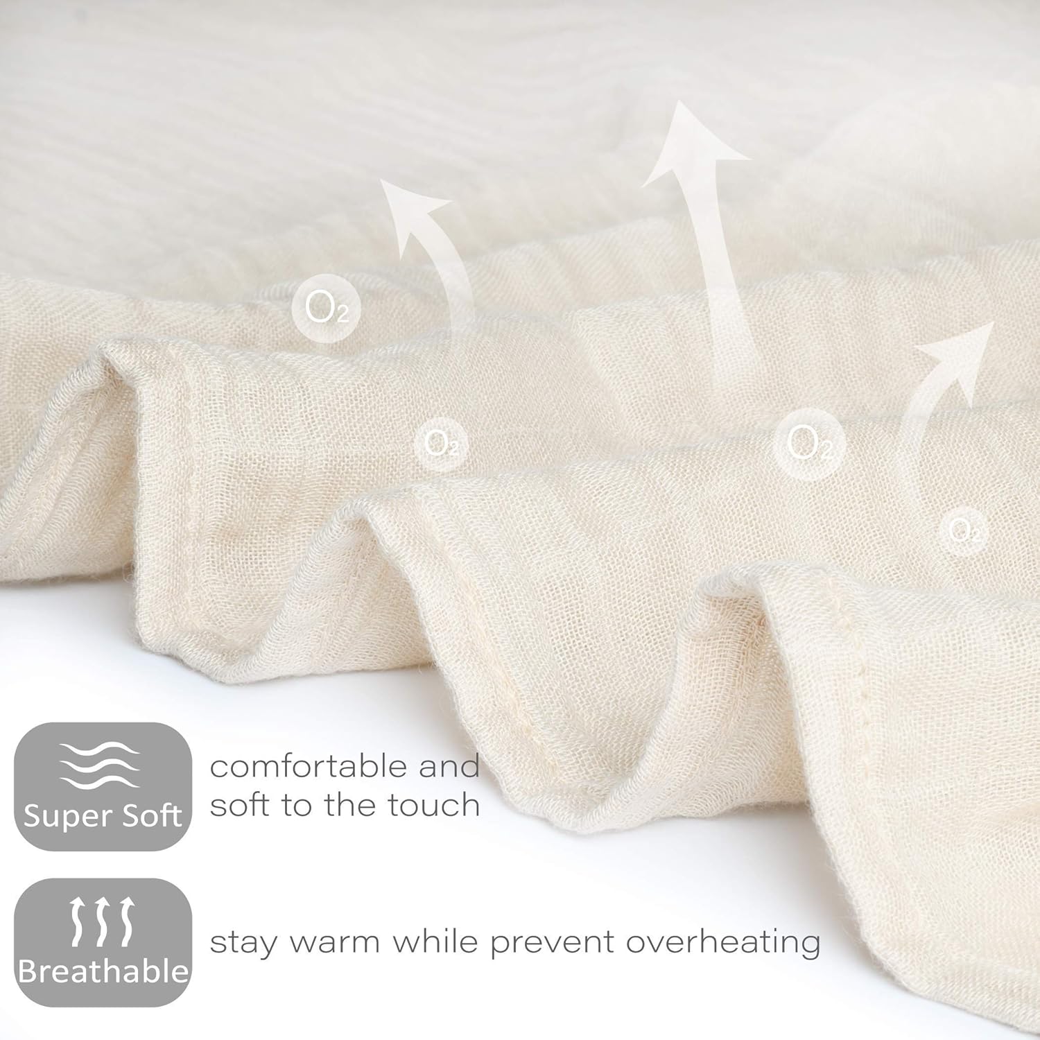 Meracorallo Muslin Swaddle Blanket Silky Soft Receiving Blanket Neutral Swaddle Wrap for Baby Boys and Girls, 47 x 47 inches, Set of 3 Solid Color (Green+Beige+Gray)
