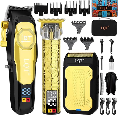 Cortadora de pelo profesional inalámbrica para hombres, juego de cortapelos recargable y recortadora de barba con hoja en T, palanca ajustable,
