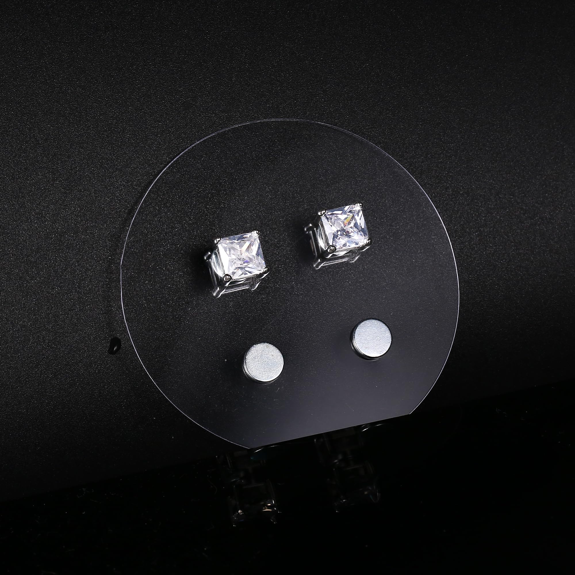Yadoca 4 Paia Acciaio inossidabile Magnetico Orecchini per Uomini Donne Non-piercing Clip on Orecchini Zirconia 4-7mm