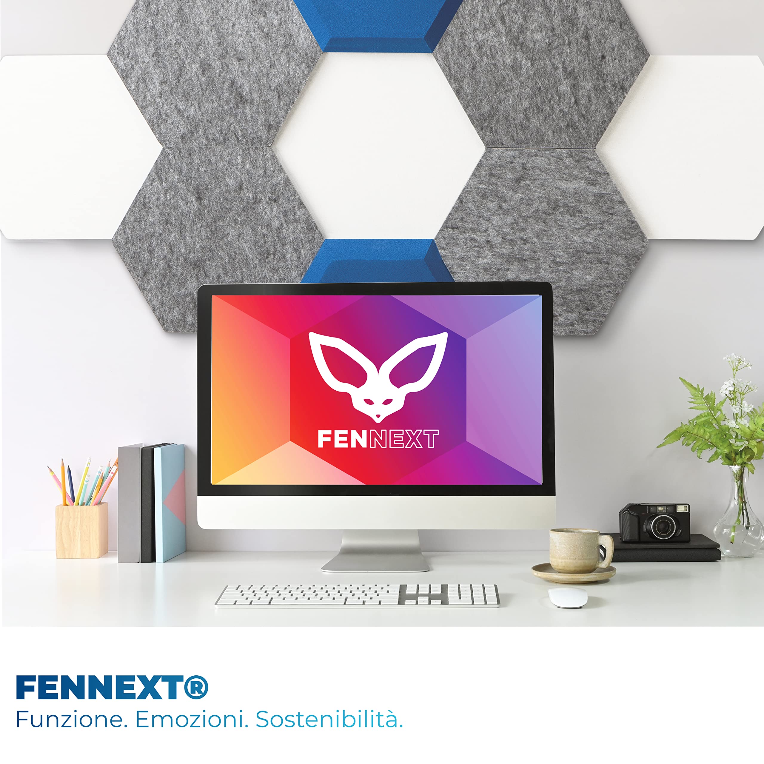 assorbitore acustico da parete, per Immagine acustica, protezione acustica in Basotect® e tessuto non tessuto acustico, per gaming, home office, studio, set da 9 pezzi Hybrid Blu