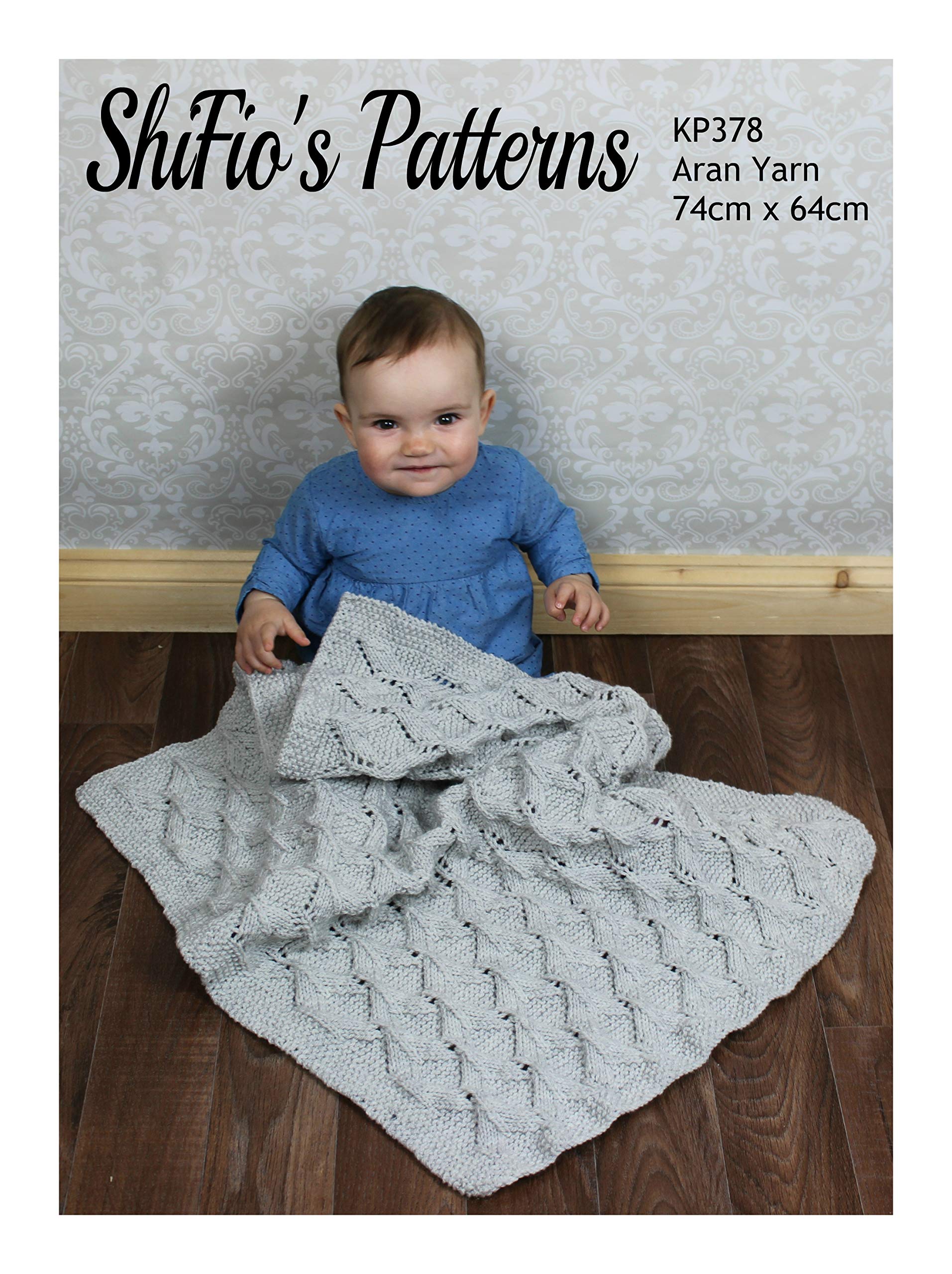 Knitting Pattern for Babies Blanket, Baby Afghan Knitting Pattern, Baby Aran Knitting Pattern, Make it in Aran Yarn, Finished Size is 74cm x 64cm, KP378