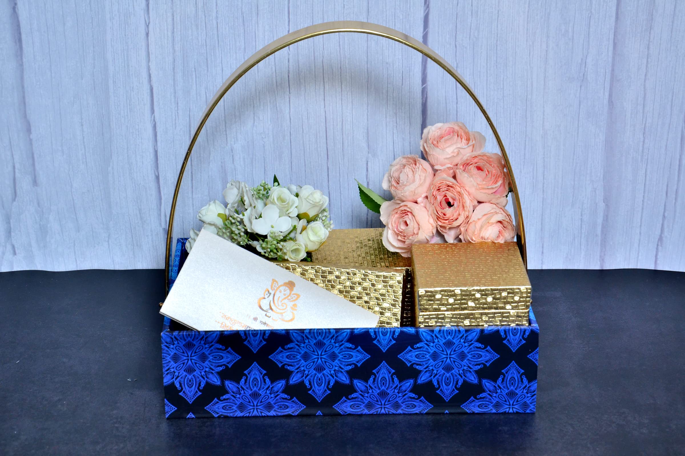 TheHandikrafts MDF Wooden Hamper Basket, Pack of 10, Shades of Blue 1
