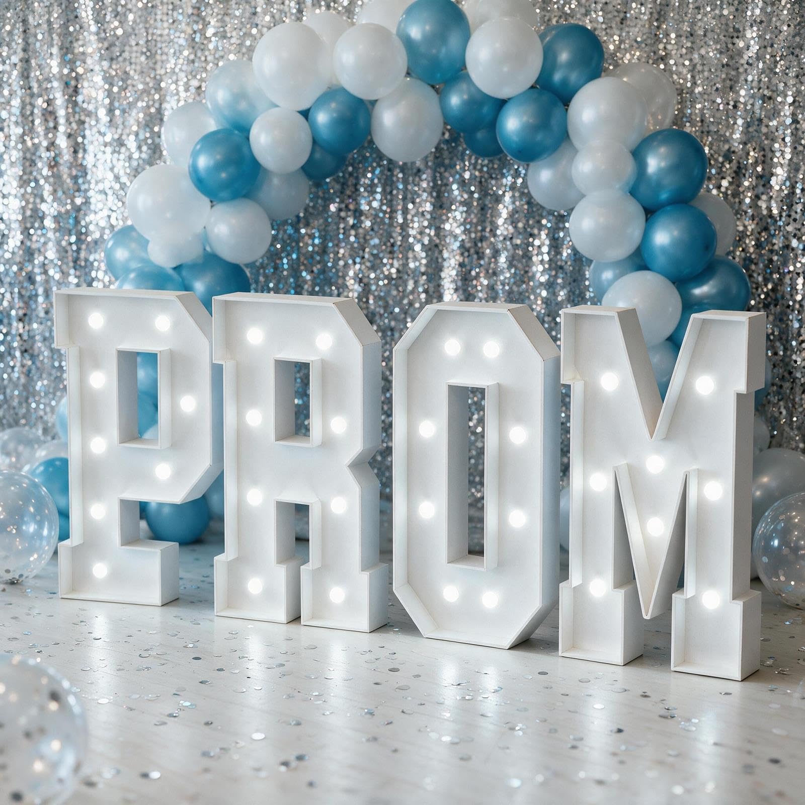 PROM Lettere Luminose Insegna Festa Laurea Decorazioni | Pannello Schiuma KT Pre-tagliato, Montaggio Facile, Senza Fili, Leggero, Scuola Superiore e Università(Cool white,100cm)