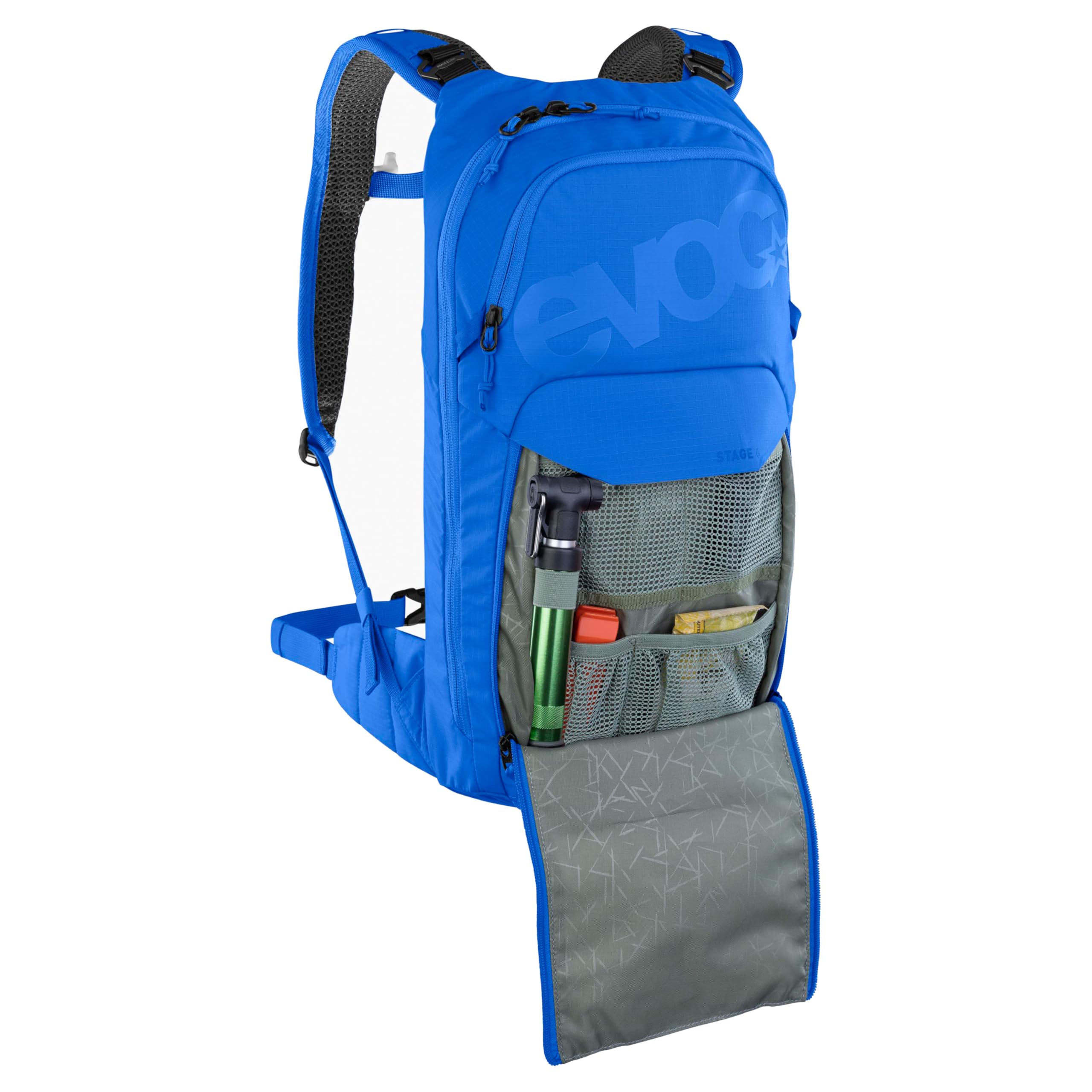 EVOC STAGE 6 + HYDRATION BLADDER 2, Backpack (verstellbare Schultergurte, AIR FLOW CONTACT SYSTEM, 2l Trinkblase und Werkzeugfach), Royal Blue