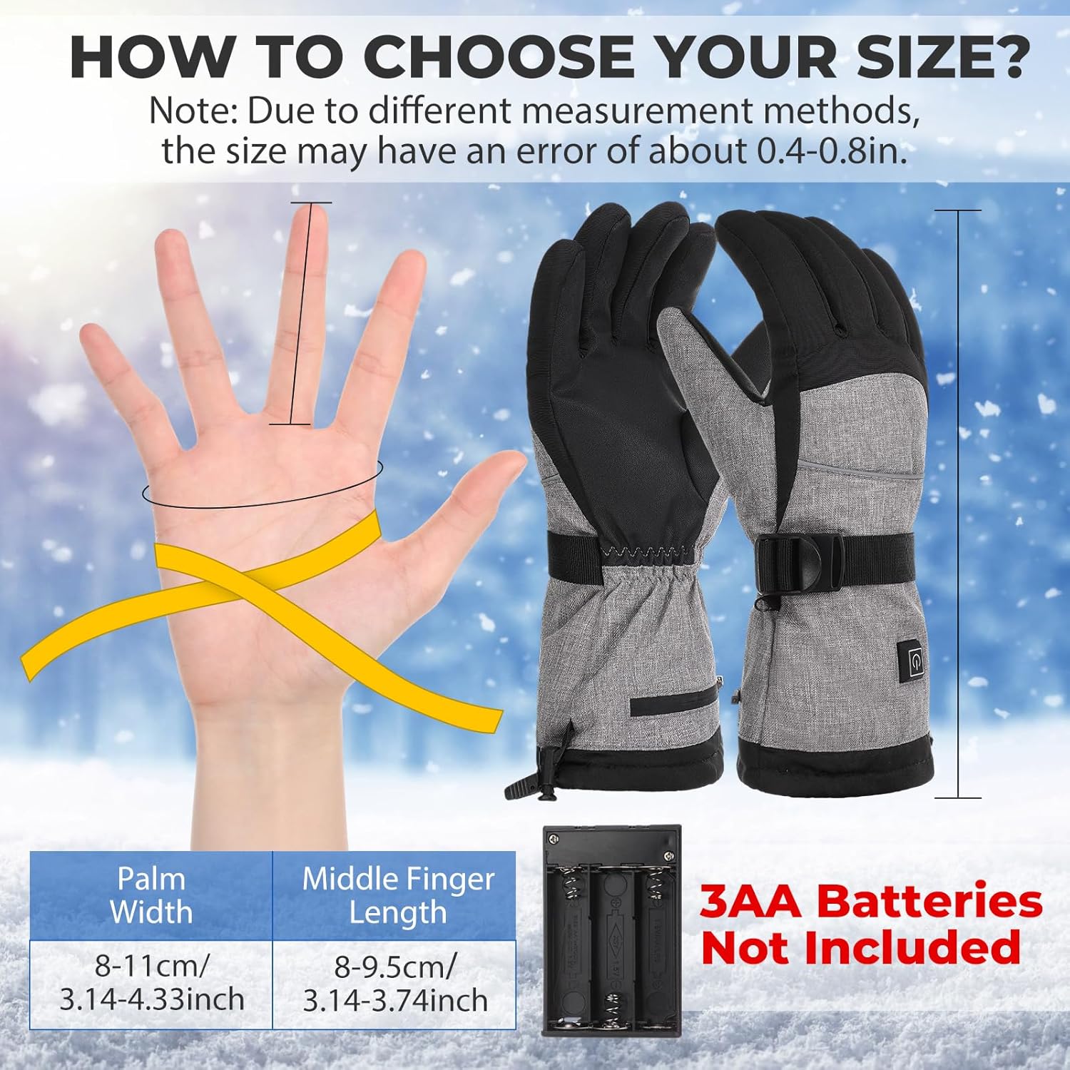 2 Pairs Heated Gloves, 3 Heating Level Battery Operated Electric Gloves for Women Men, Full Touchscreen Waterproof Heating Hand Warmer Unisex for Winter Outdoor Skiing Hiking Hunting Cycling - Image 3