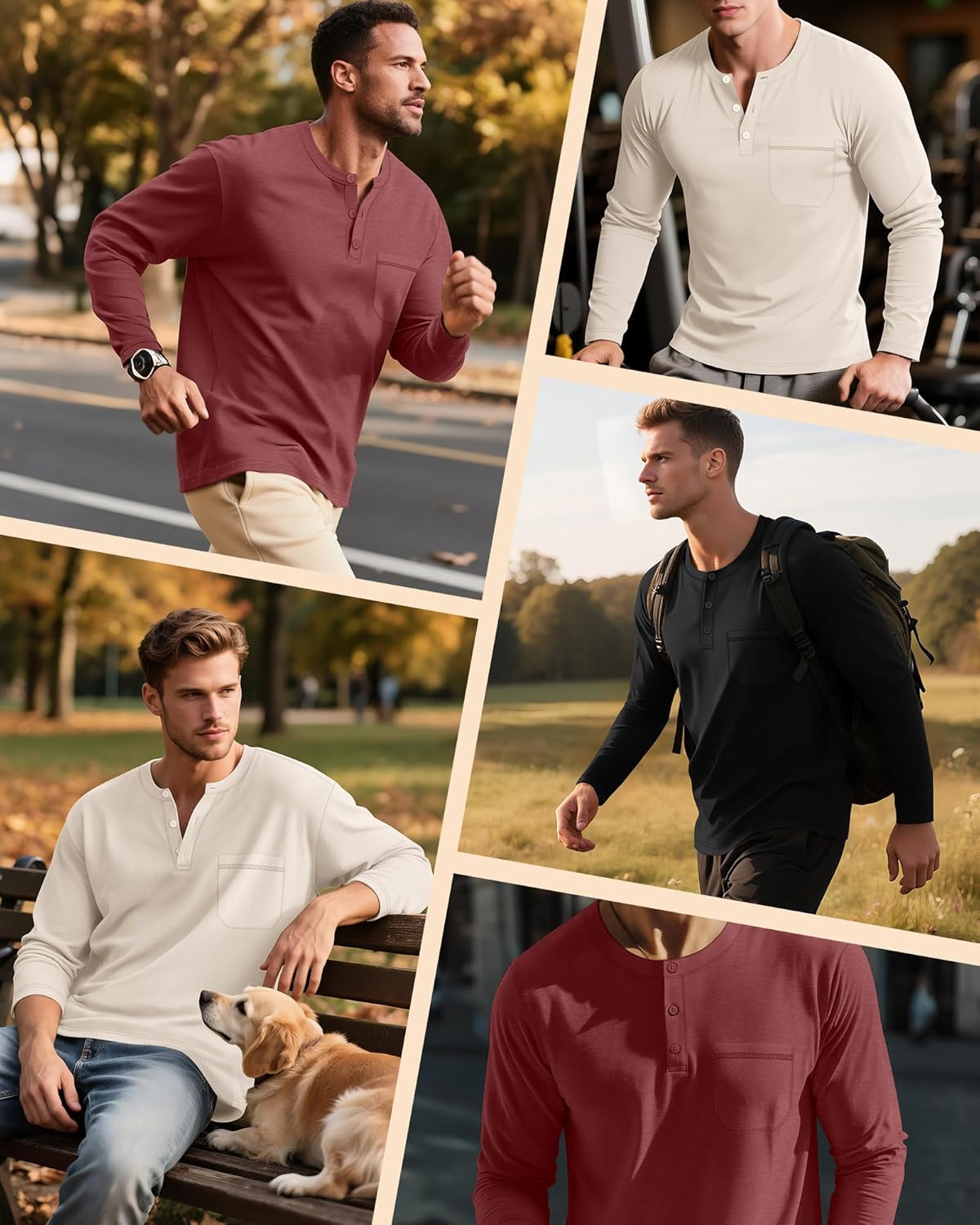 Riyiper 3 Pack Men's Big and Tall Henley T-Shirts Cotton Long Sleeve Pocket Tee Shirts Loose Casual 3-Button Basic Tops L-5XL - Image 5