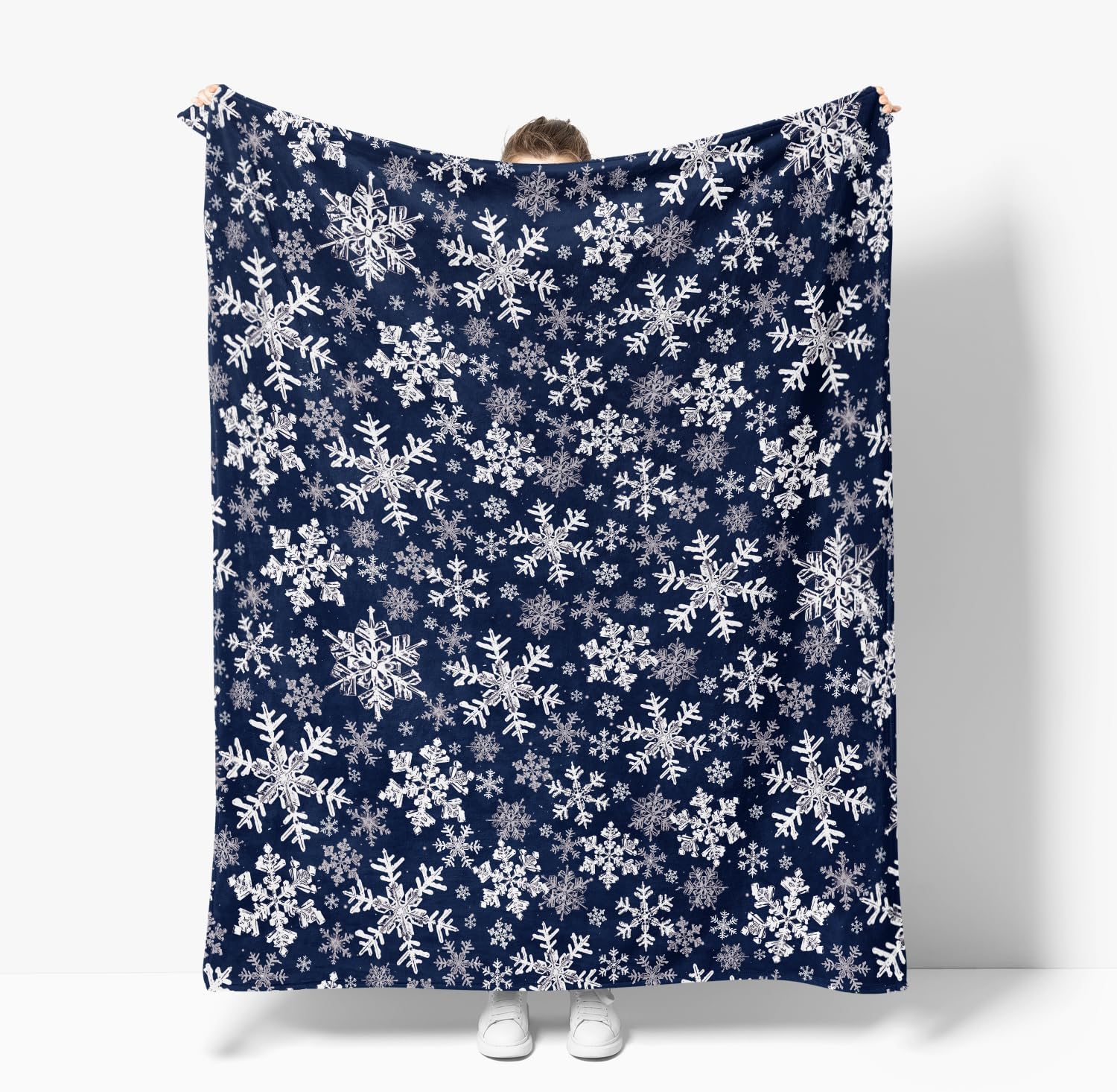 Horaldaily Christmas Flannel Blanket Throw, Navy Snowflake Soft Fuzzy Plush Cozy Fleece Blankets for Couch Sofa Bed Lounging, Ideal Gifts for Kids Adults Wife Self, 50x60 - Image 7