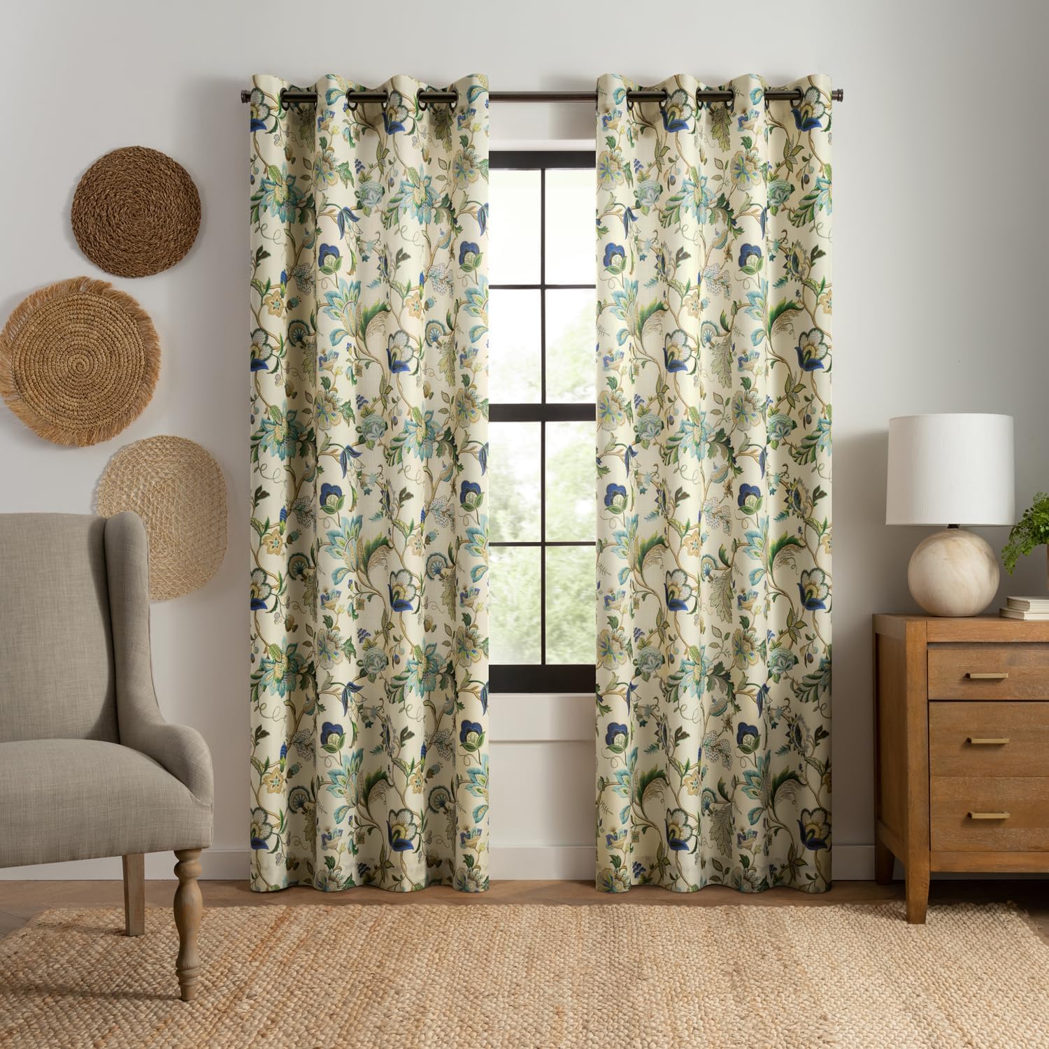 Ellis Curtain Brissac Grommet Panel, 50 x 63, Bue