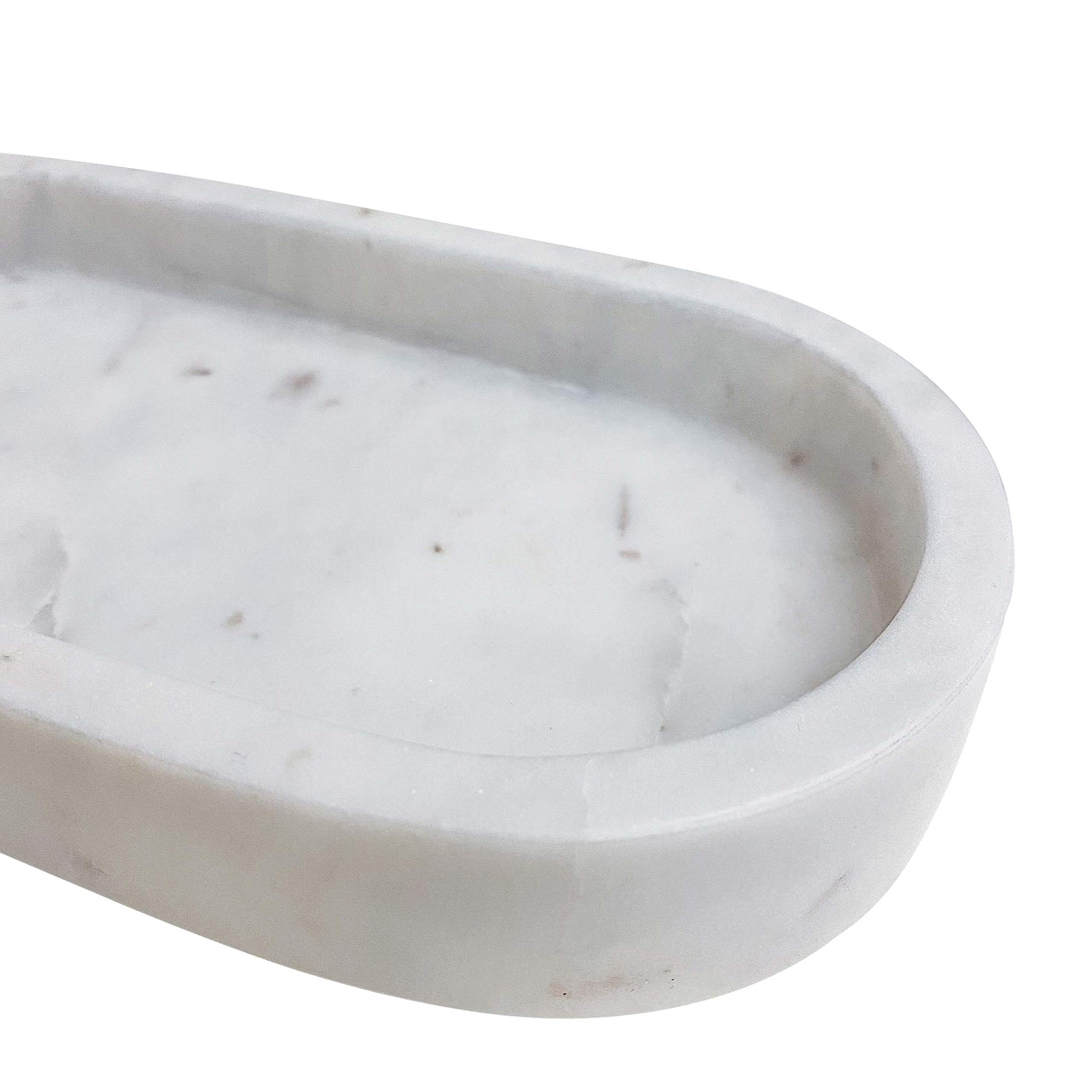 Vassoio in marmo, ovale bianco