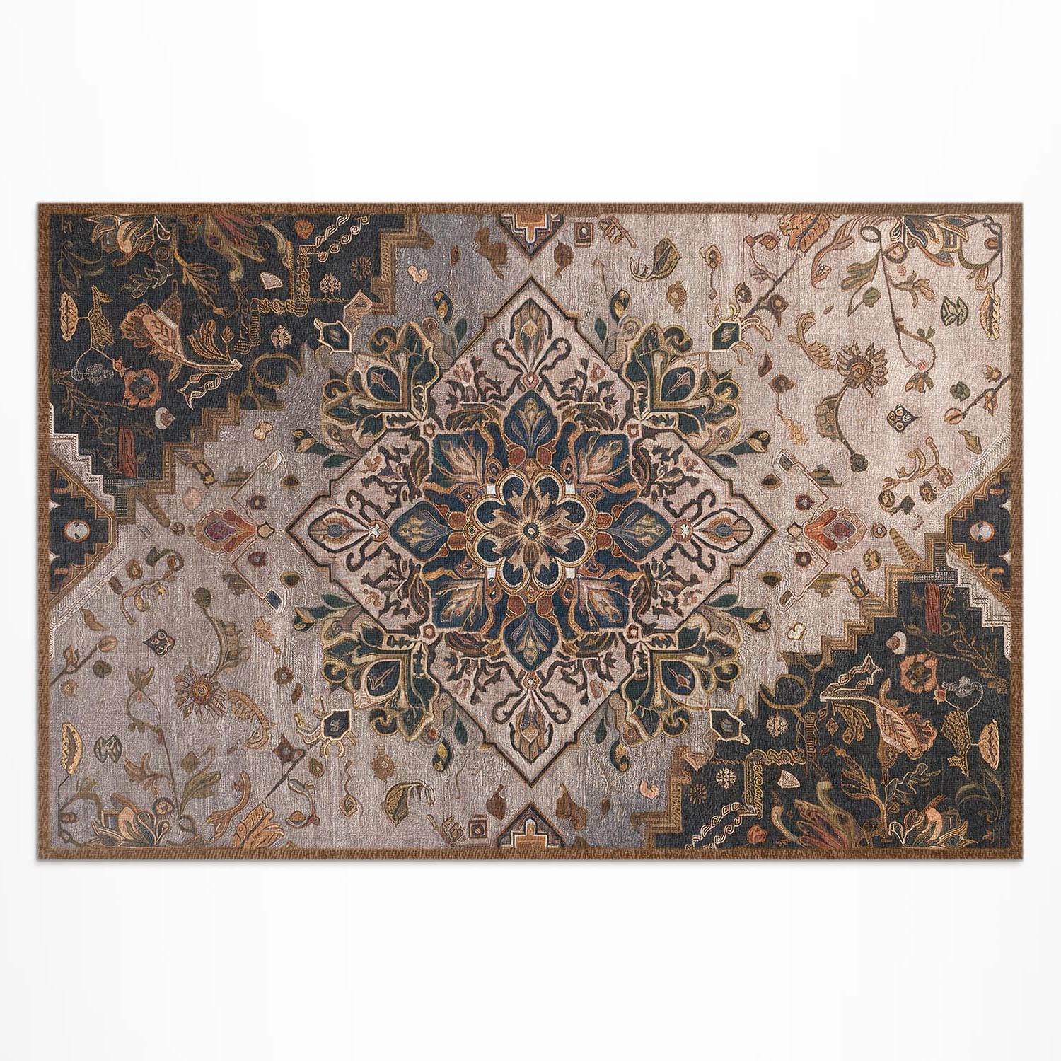 Tapis en vinyle 80x120 cm rectangle imperméable pour balcon et terrasse
