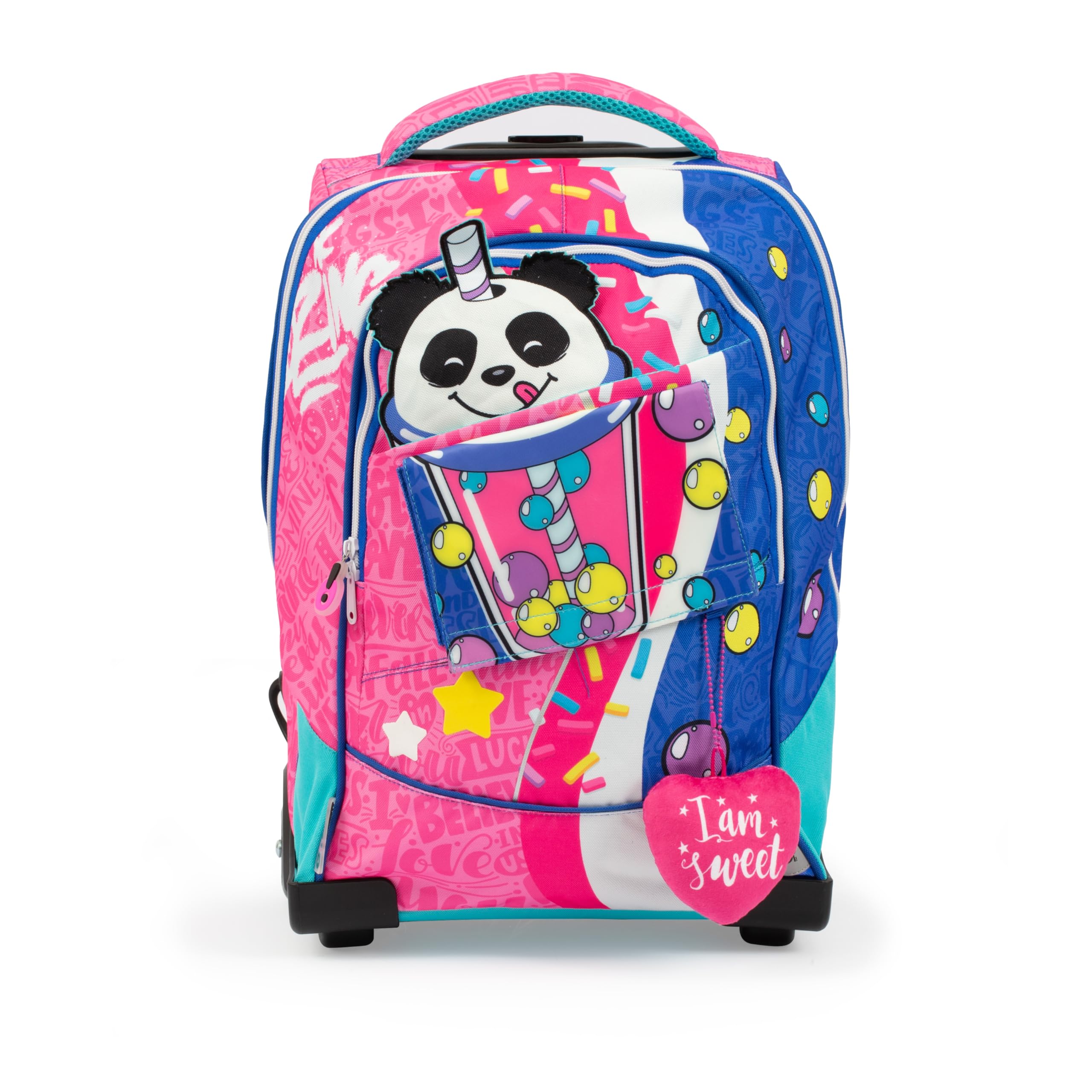 GO POP Zaino Trolley Bubble Star, 3 Grafiche Frontali Intercambiabili e Pop-Up A Tema Bubble Tea, 2 Scomparti Con Cerniera, Spallacci Imbottiti, Per Bambina, Scuole Elementari e Medie