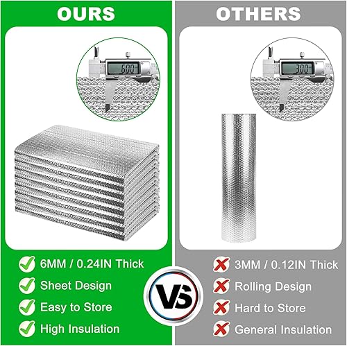 Miniatura 6 de Paneles de aislamiento para puerta de garaje, lámina de aluminio reflectante de doble cara, protector de aislamiento térmico con 120 cintas