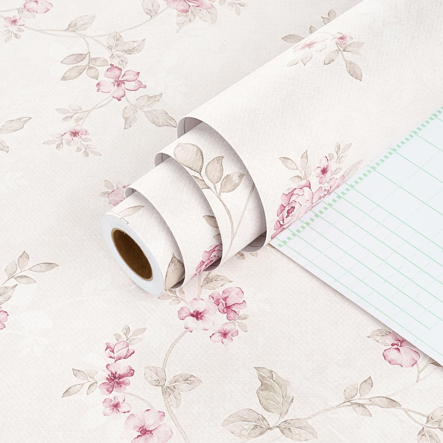 Elegant Pink Princess Wallpaper Floral Peel and Stick Wallpaper for Bedroom Bathroom 17.5"x78.8" Temporary Self Adhesive Removable Contact Paper for Cabinets Countertops Shelf Rose Wall Paper