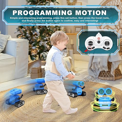 Miniatura 5 de Hamourd Juguetes robot para niños y niñas, robot emo con función Walkie-Talkie, detección de gestos, cabeza y brazos flexibles, movimiento de