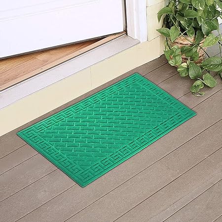 HOKIPO Large 45X75 PP Welcome mat Anti Slip Floor mat for Entrance, Main Door mat Entry Mat, Green (IN525)