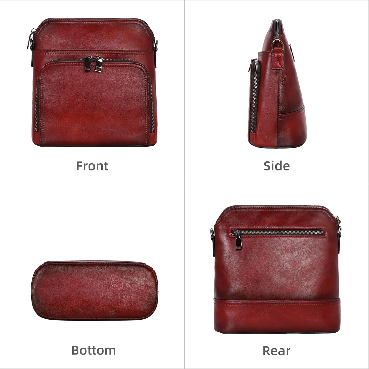 Iswee Leather Crossbody Bags for Women Multi Pockets Medium Shoulder Bag Lightweight Functional Travel Purse - Image 4