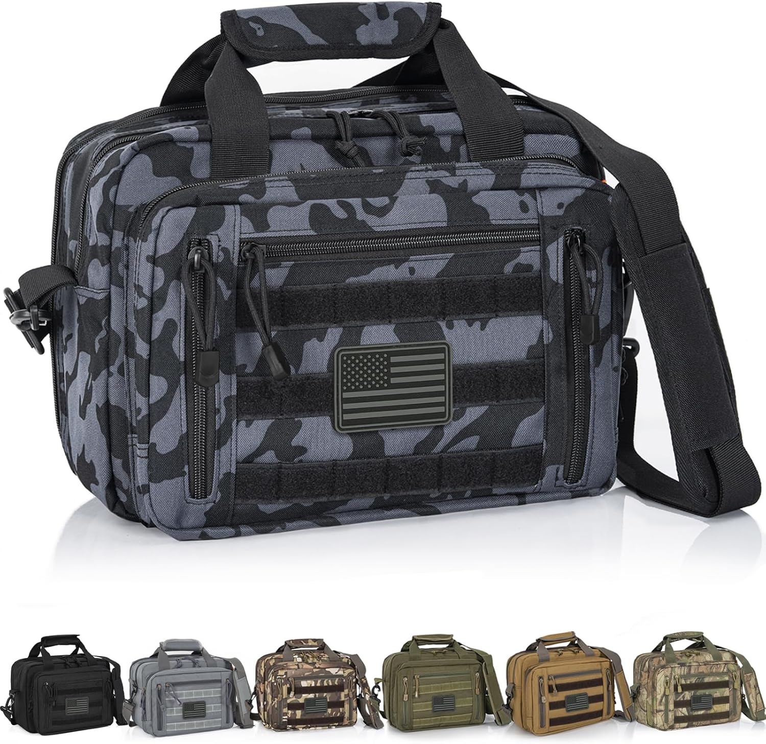 Pistol Case, Gun Range Bags For 2 Pistols 6 Magazines Carrying Shooting Bag with Lockable Zipper for Shooting Range Outdoor Hunting