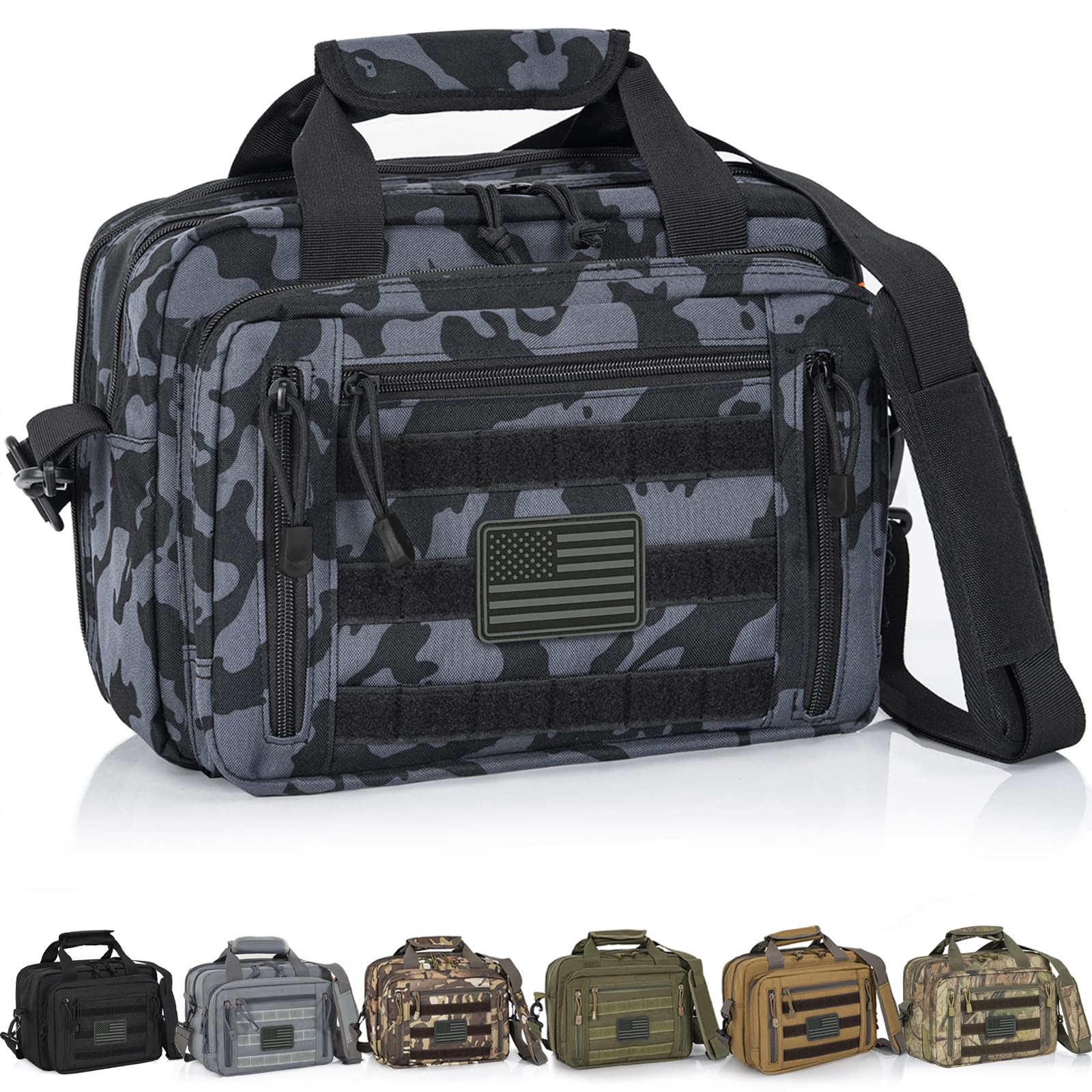 Pistol Case, Gun Range Bags For 2 Pistols 6 Magazines Carrying Shooting Bag with Lockable Zipper for Shooting Range Outdoor Hunting