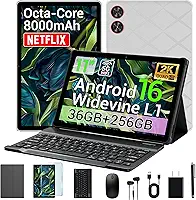 Tablet Android 16 2026 11 polegadas 2K IPS 36GB RAM 256GB ROM (1TB TF) com teclado 3 em 1 Mouse Stylus Case – T606 8-Core, 8000mAh, Widevine L1, 8+13MP, 5G/2.4G WiFi, PC Experience-Gray