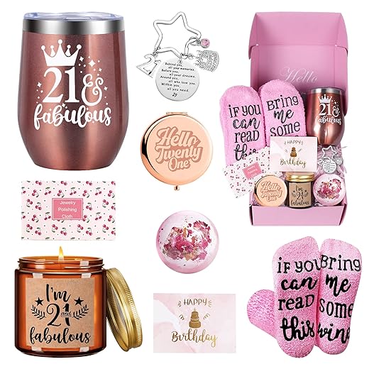 NAVK 60th Birthday Gifts for Women, 9 Happy Gift Box for Women Tuning 60, Wife, Mom, Sister, Coworker, Retirer. 60 Year Old Birthday Gifts for Thanksgiving/Christmas/Mother's & Valentines Day