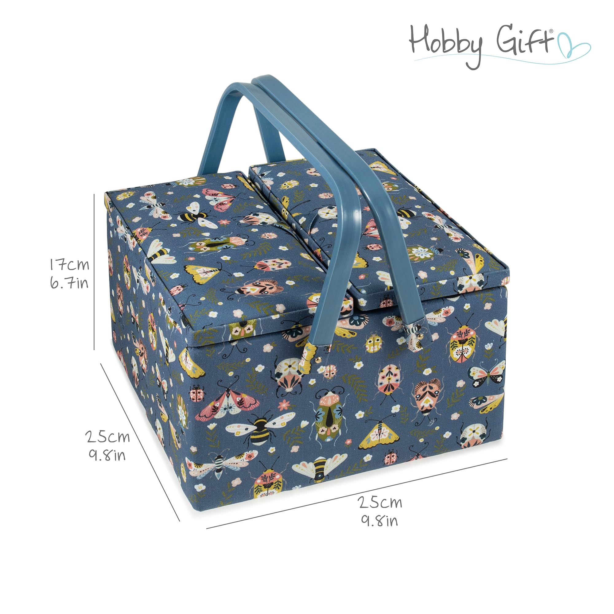 Hobby Gift Exclusif Grande boîte de rangement pour travaux manuels à double couvercle, 25 x 25 x 17 cm, Mini bêtes, insectes, petites créatures, MRLTLEƚ