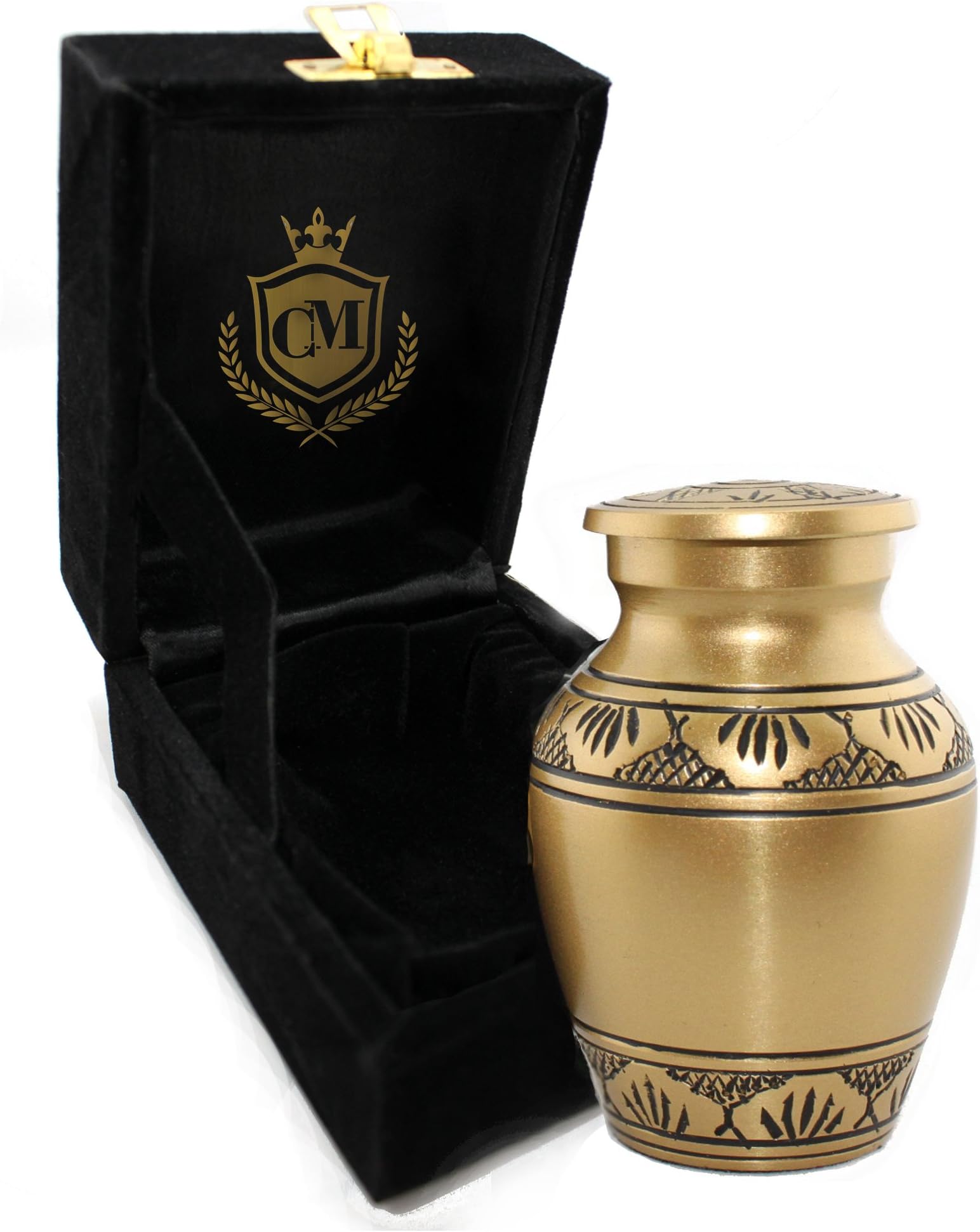 Connolly Memorials Selene Bronze Cremation Urns for Adult Ashes for Funeral, Burial, Niche or Columbarium, 100% Brass, Cremation Urns for Human Ashes Adult 200 Cubic inches Small, Keepsake