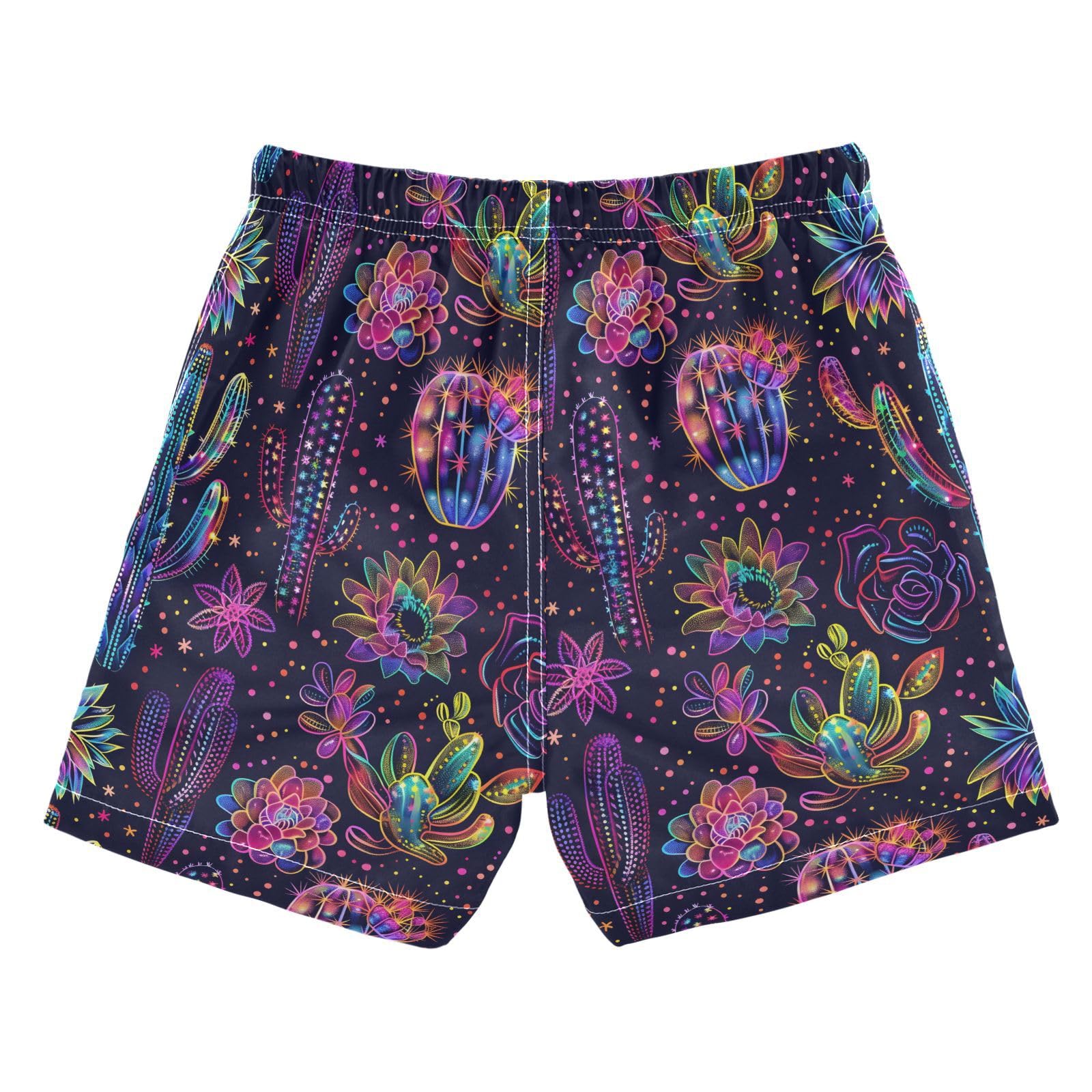 ALAZA Funny Neon Cactus Flower Boys Quick Dry Beach Board Shorts Kids Swim Trunks Bathing Suit Swimsuit 2T