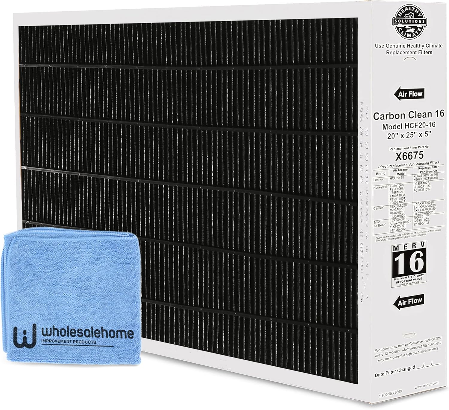 Lennox X6675 20x25x5 Air Filter, Lennox Healthy Climate